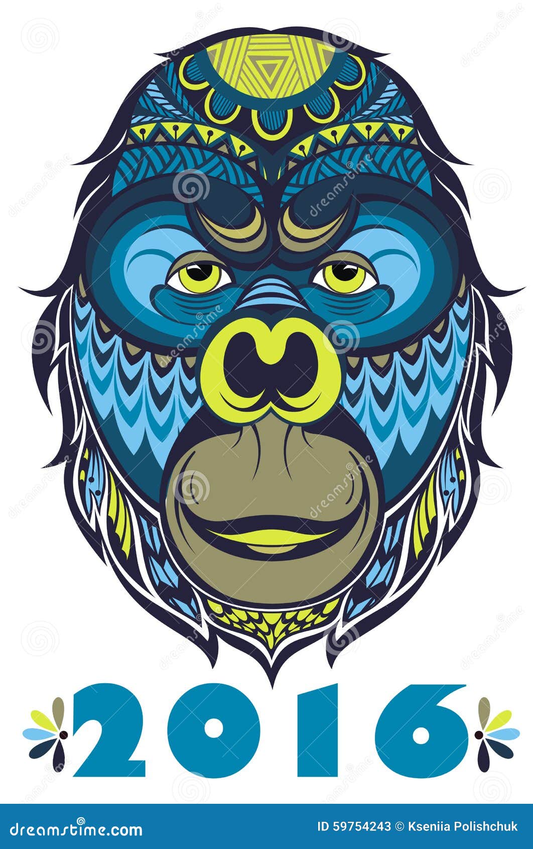 Monkey 2016 stock vector. Illustration of design, horoscope 59754243