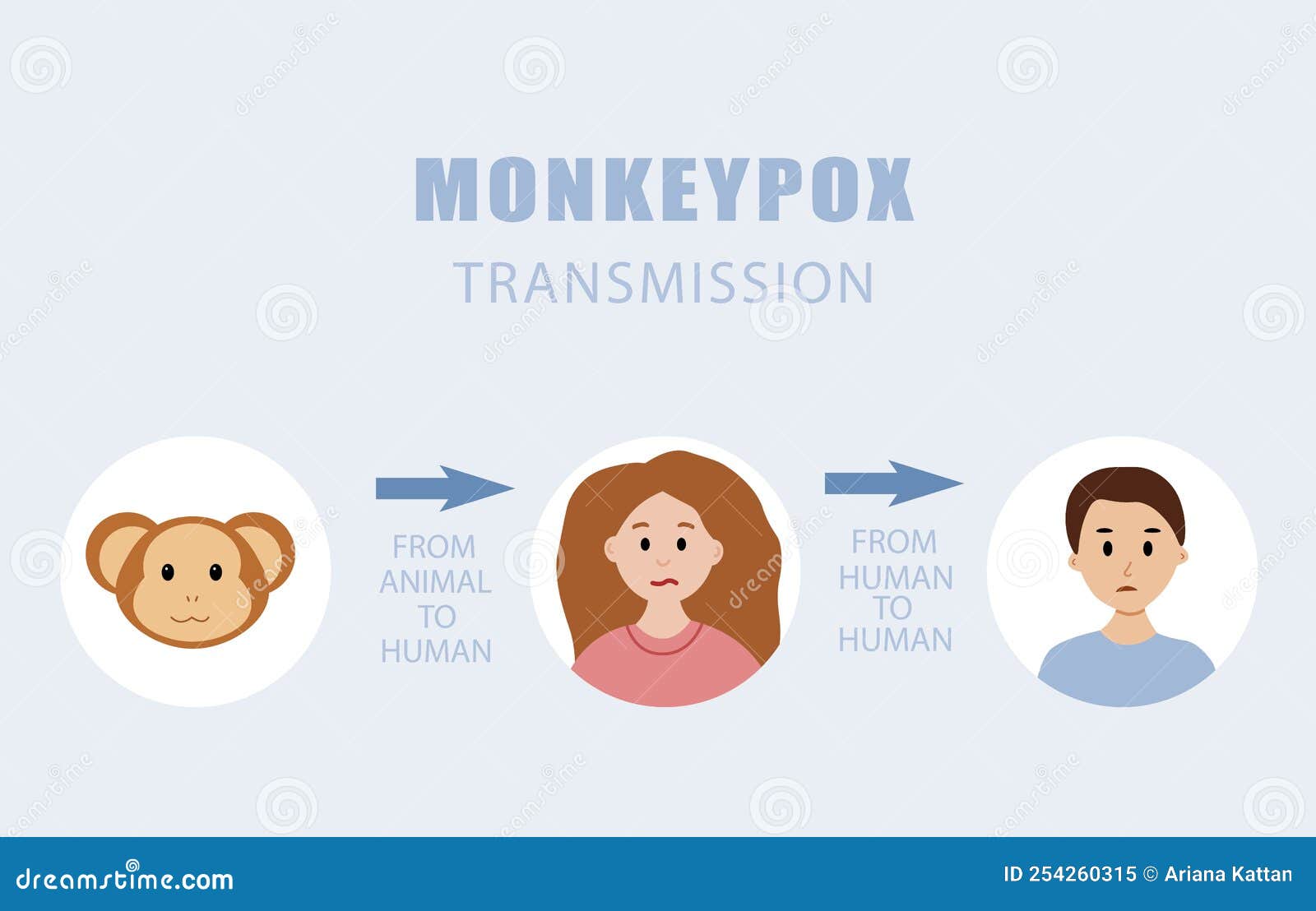 monkeypox transmission explanation with infographics. spreading of virus from animal.