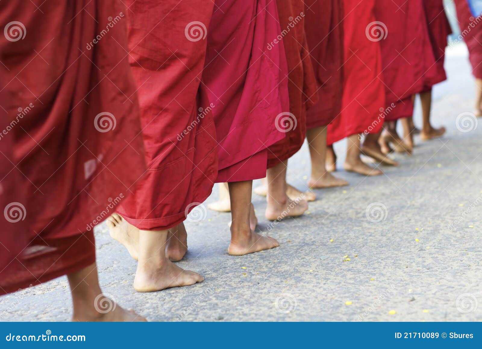 monks walking myanmar burma