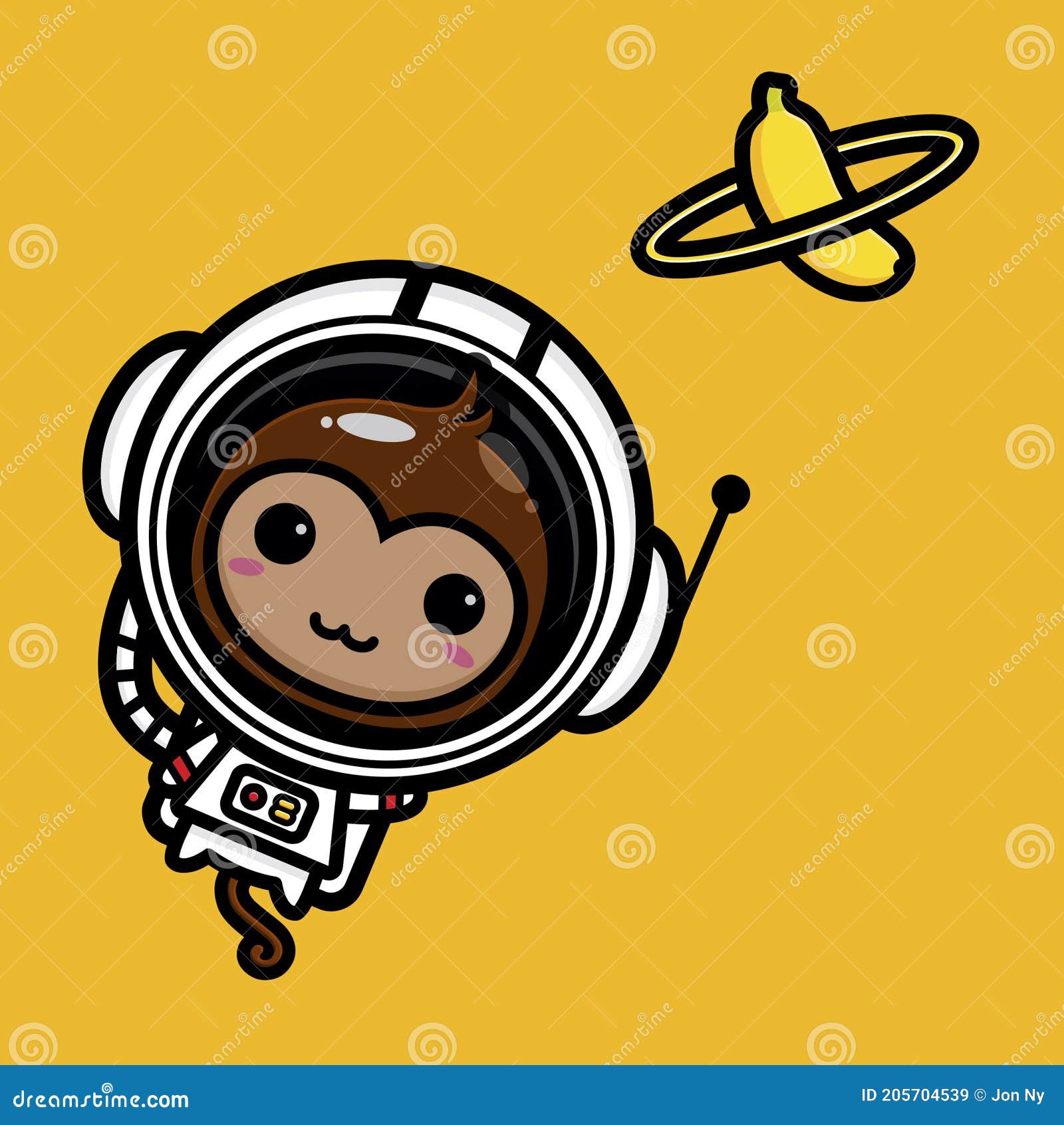 Mono Astronauta Lindo Con Planeta Bananero Ilustración del Vector -  Ilustración de cosmos, hembra: 205704539