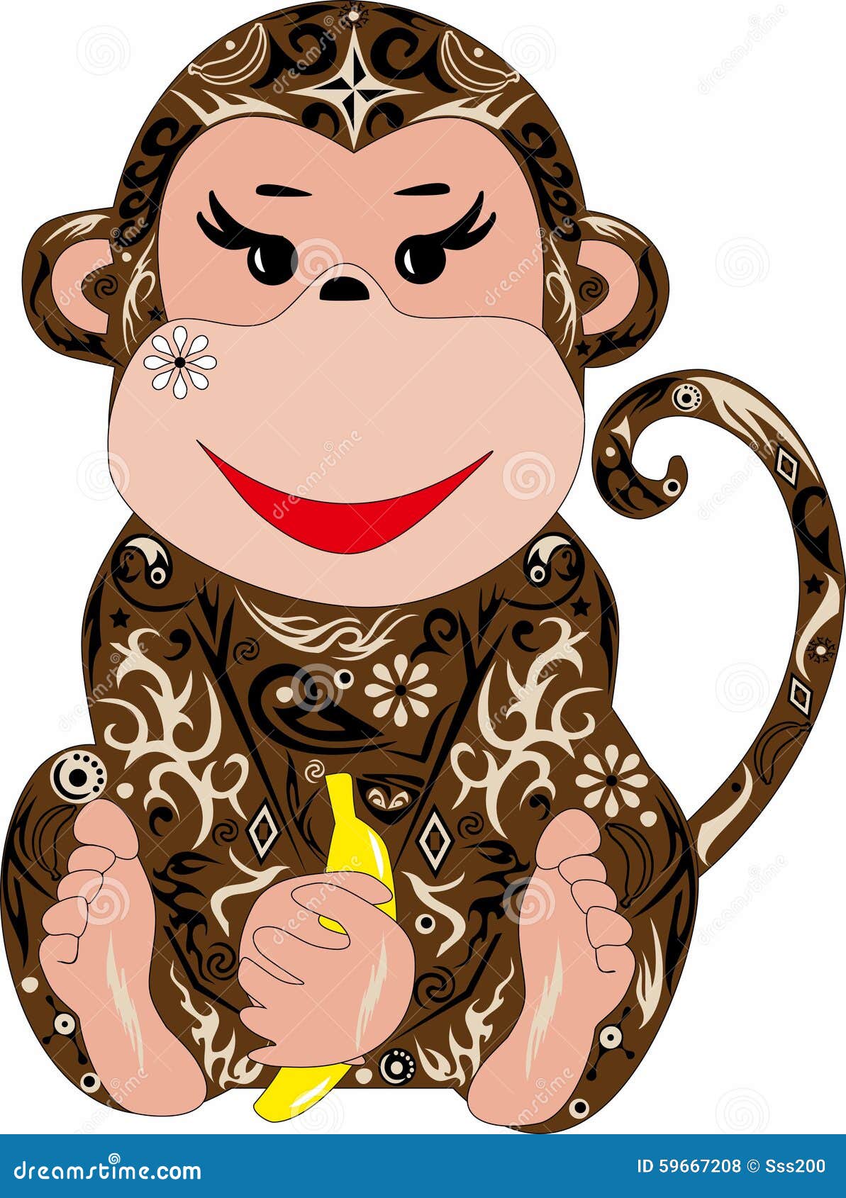 Mono con un modelo, ilustración del vector. Ilustración de sentados -  59667208