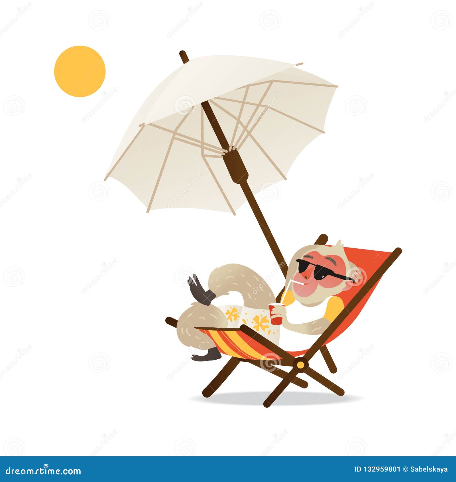 liebre congelado Pila de Mono Satisfecho En Traje De Baño Y Gafas De Sol Que Se Relajan En La Playa  Ilustración del Vector - Ilustración de cubierta, paja: 132959801