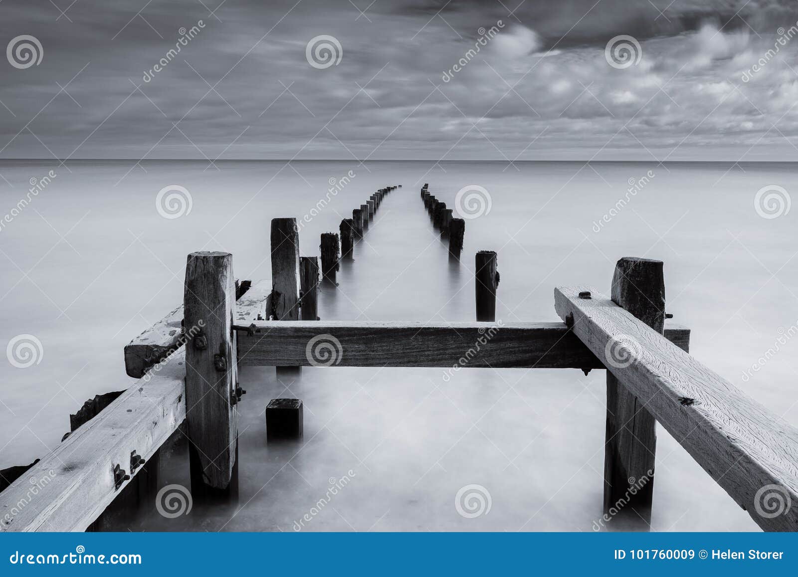 mono seascape, norfolk coastline sea defences, england, uk