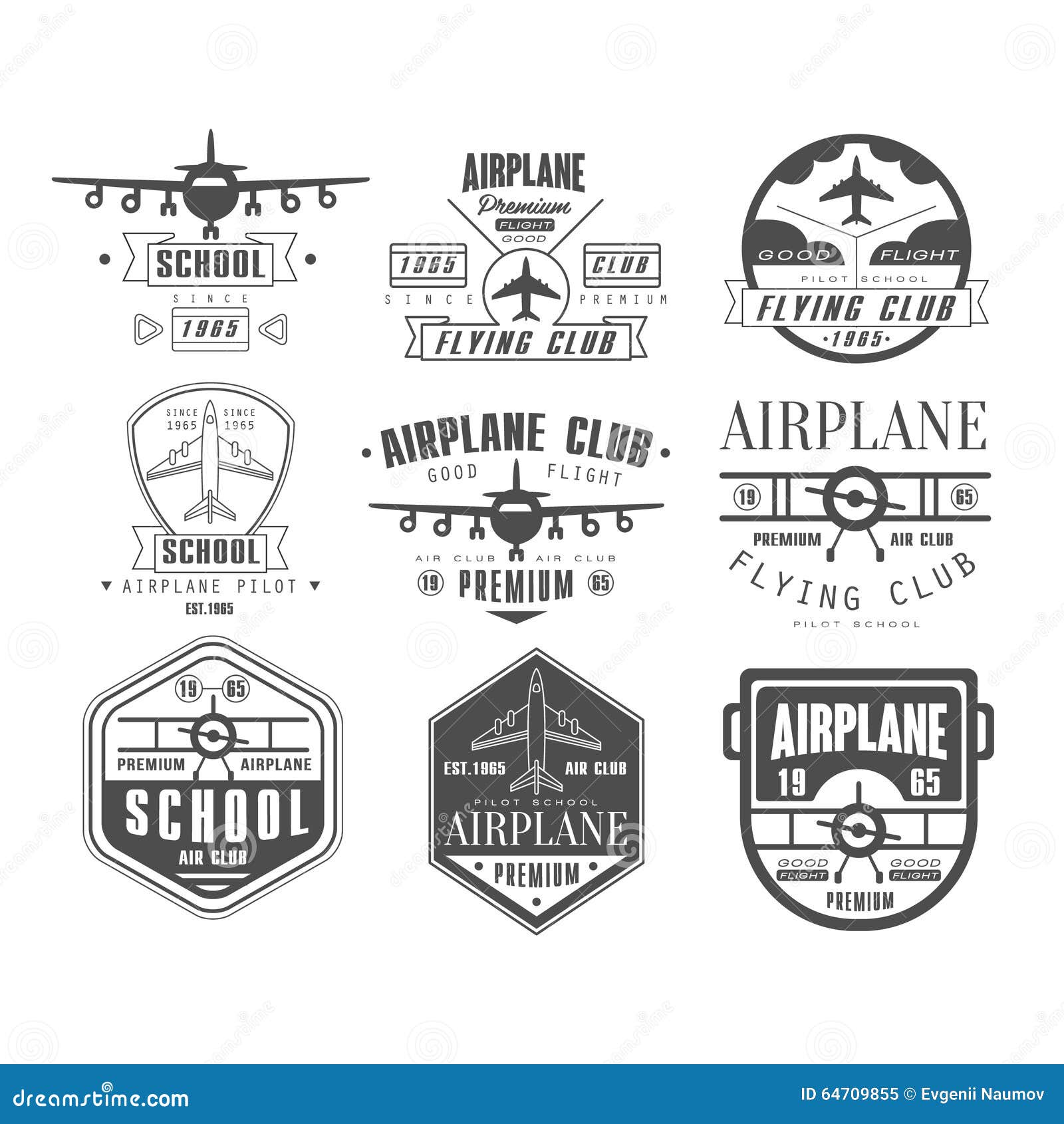 Airplane Club Logo, Emblem Of Airlift Company Cartoon Vector ...