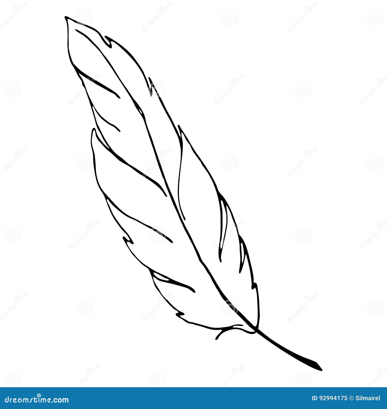 Monochrome Black and White Bird Feather Line Art Vector Stock Vector ...