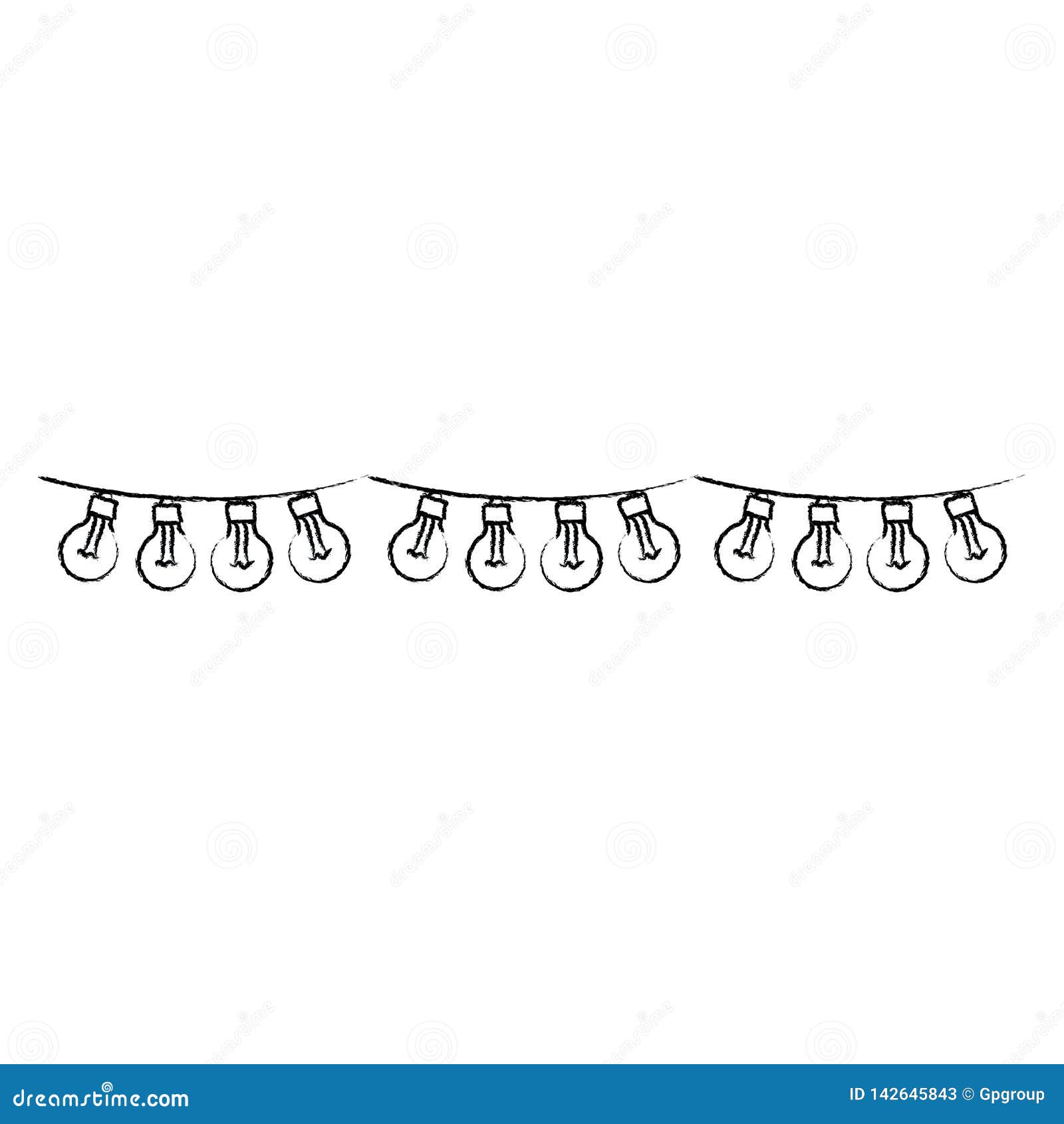 Monochrome Blurred Silhouette of Festoons Bulb Lights Stock Vector Illustration of lamps