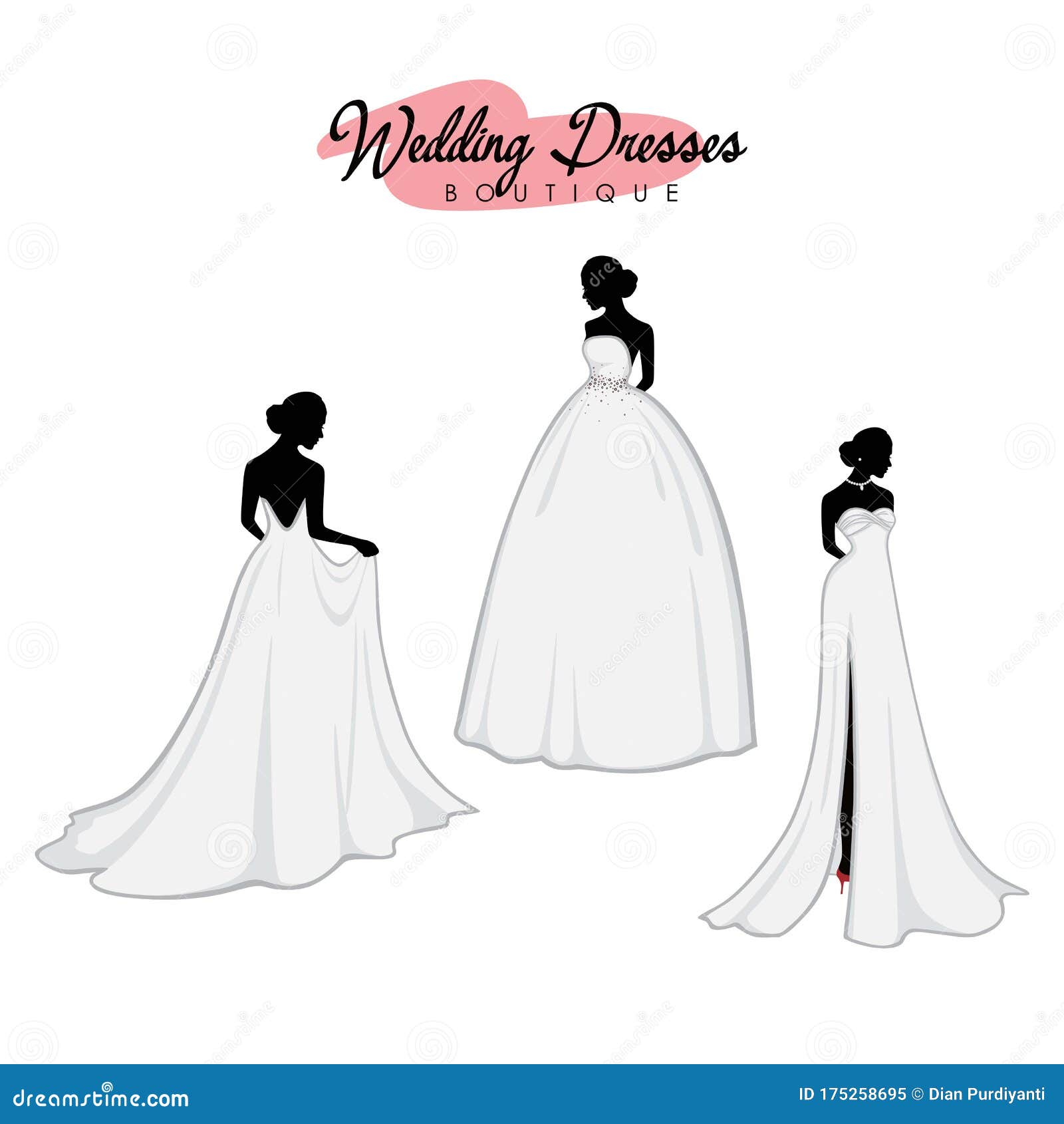 Monochrome Bridal Dress Boutique Logo Ideas Set Fashion Beautiful Bride Vector Design Stock Vector Illustration Of Design Gown