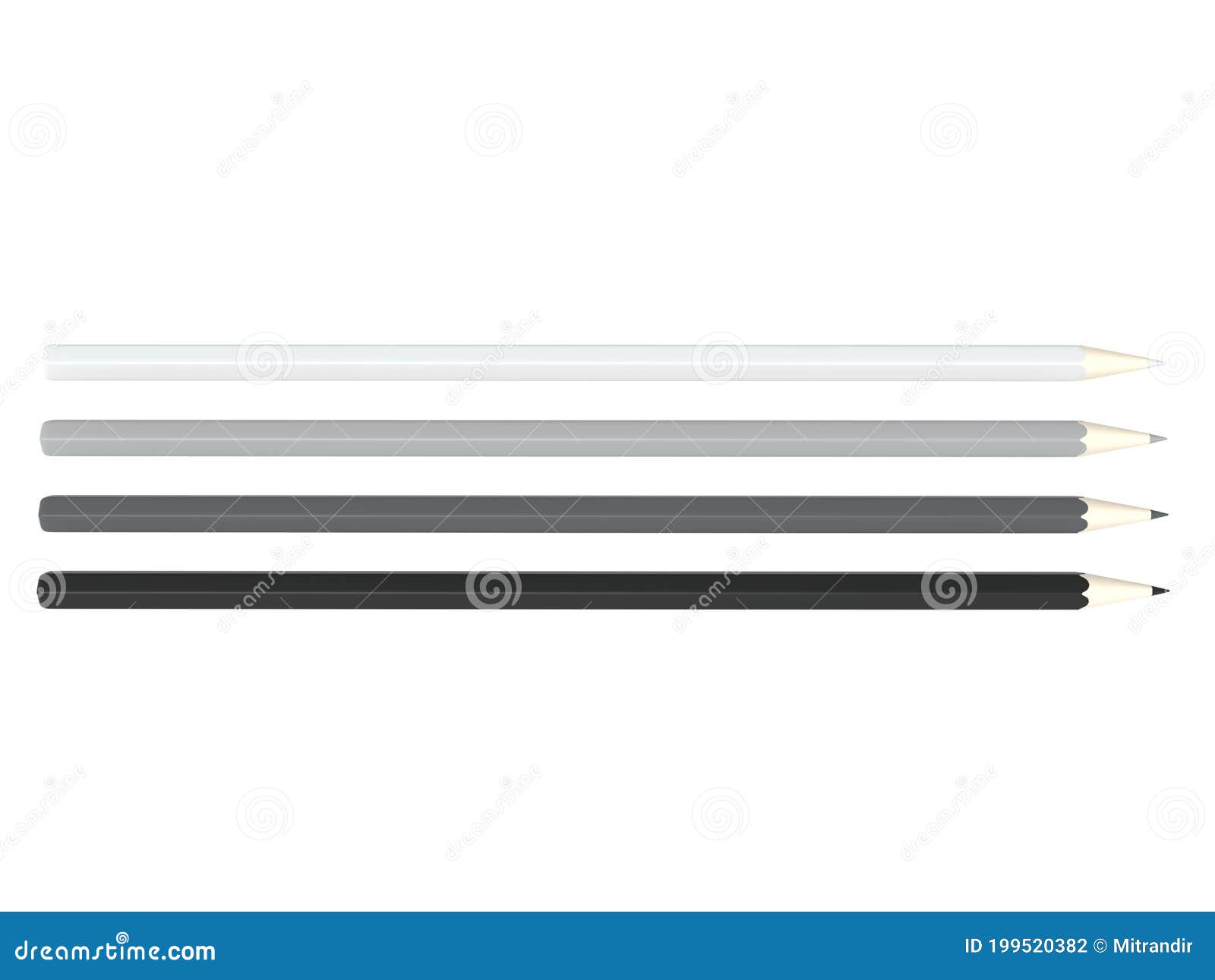 Monochrome Colored Pencils for Drawing and Shading Stock Illustration