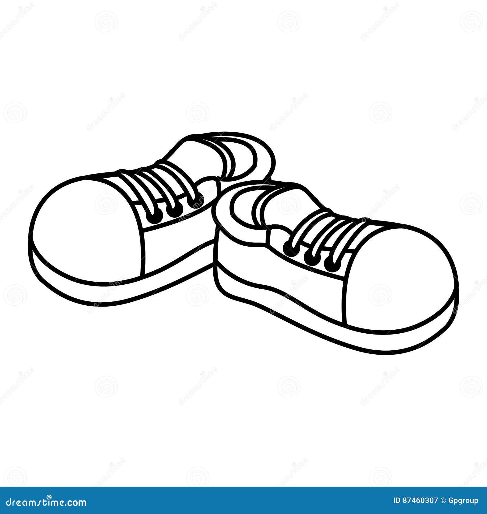 Monochrome Contour with Pair of Sport Shoes Stock Illustration ...