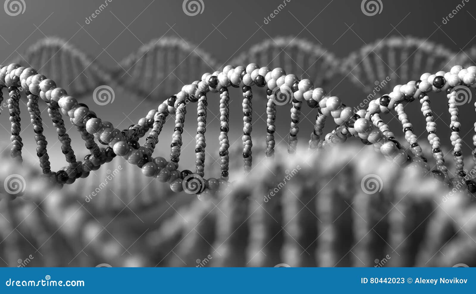 monochrome dna molecules. genetic disease, modern science or molecular diagnostics . 3d rendering