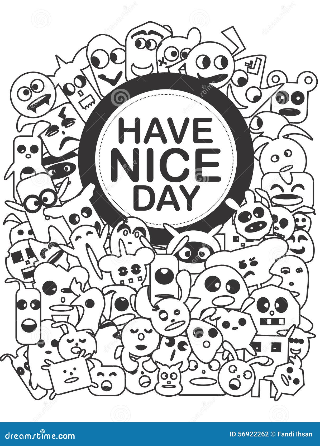 Monochrome Doodle Art Have Nice Day Stock Illustration