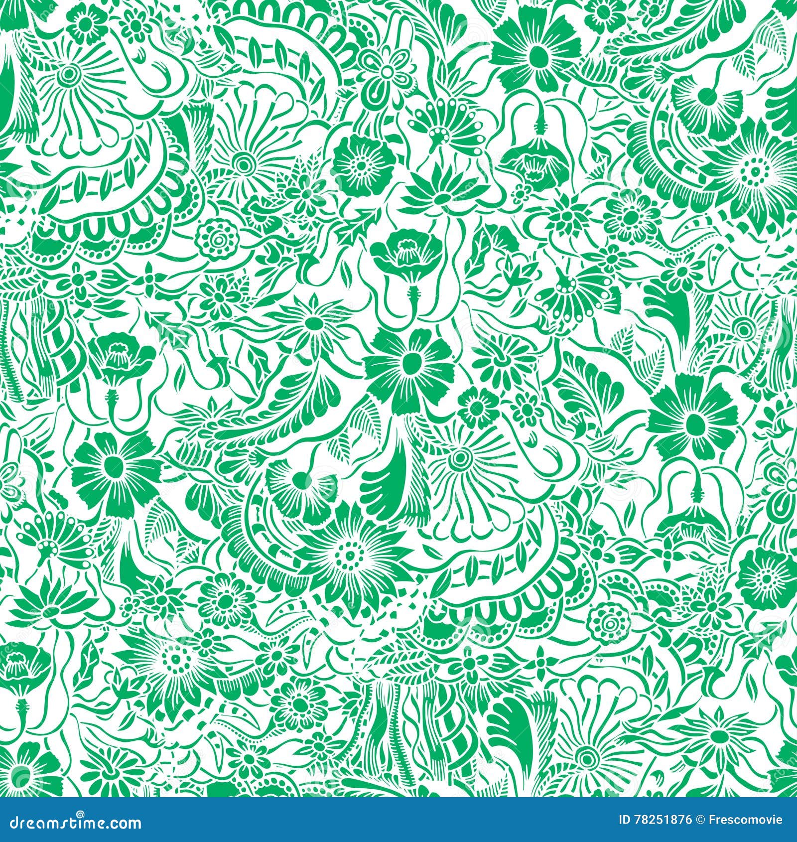 Monochrome Floral Pattern. stock vector. Illustration of fabric - 78251876