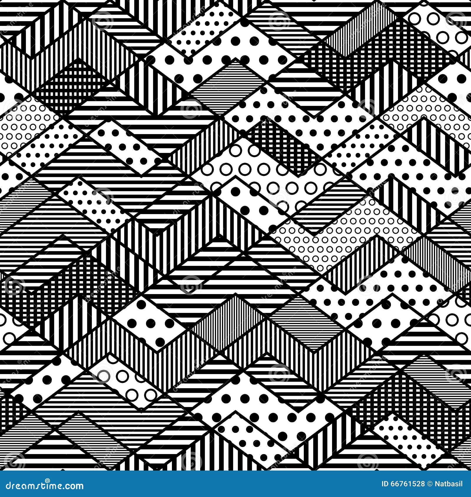 monochrome geometric patchwork pattern