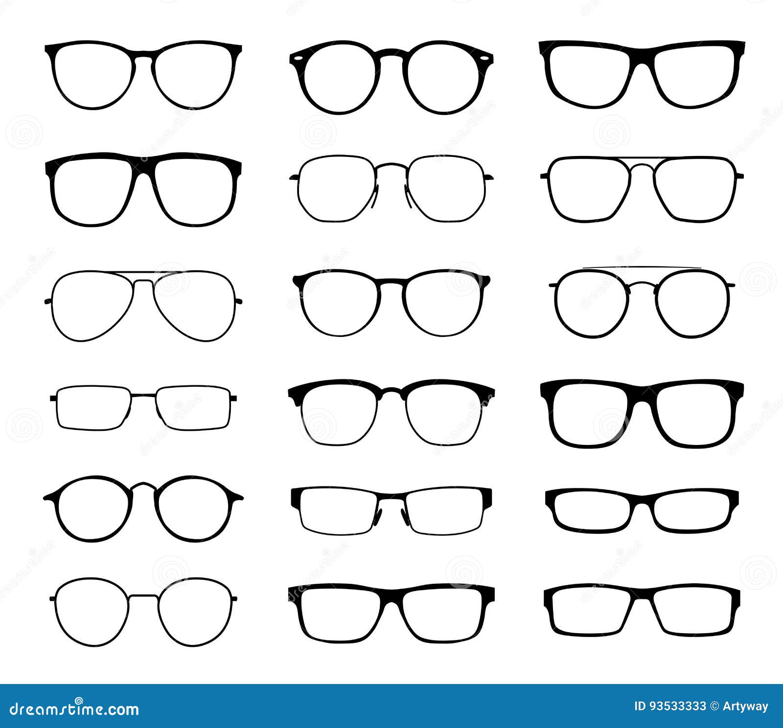 Monochrome Glasses for Sight with a Transparent Glass in a Black Frame ...