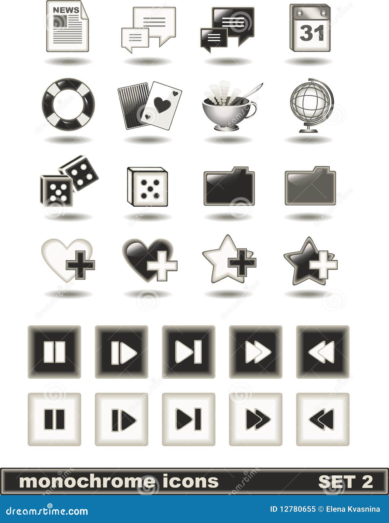 Monochrome icons set 2 stock vector. Illustration of sign - 12780655