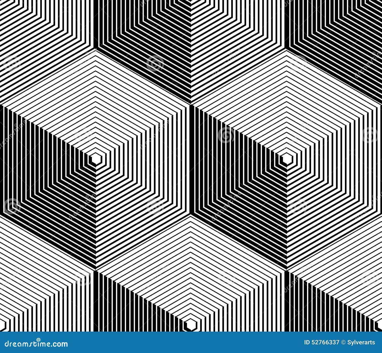 Monochrome Illusory Abstract Geometric Seamless Pattern with 3d Stock ...