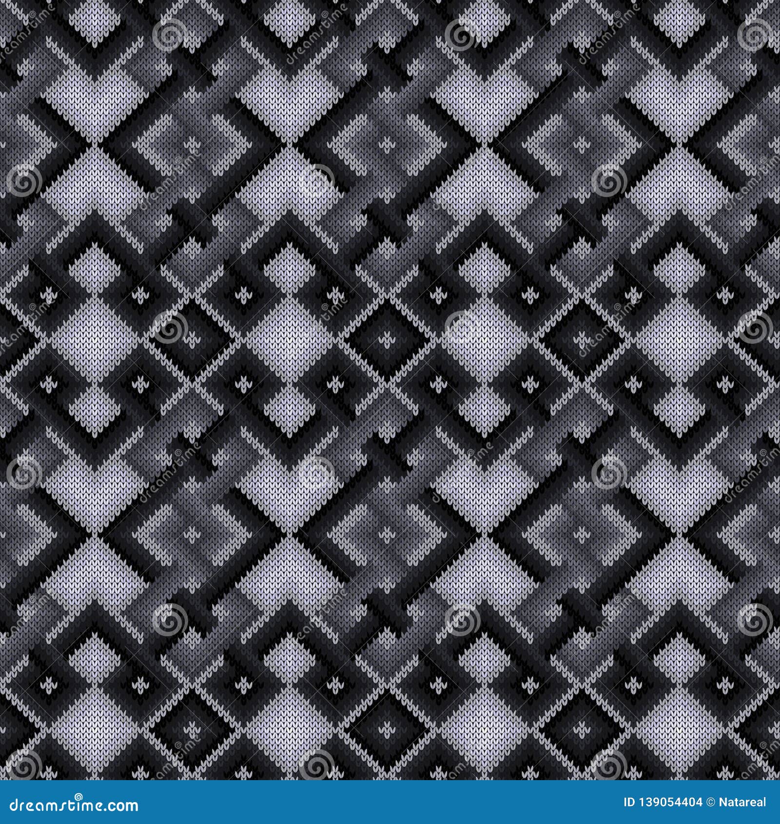 Monochrome Knitted Seamless Pattern Stock Vector - Illustration of ...
