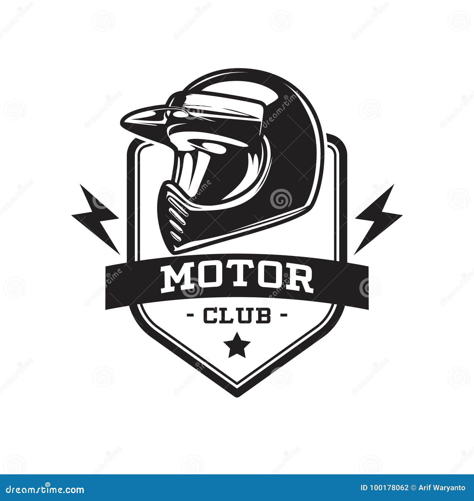 MONOCHROME MOTOR  CLUB  EMBLEM Stock Vector Illustration 