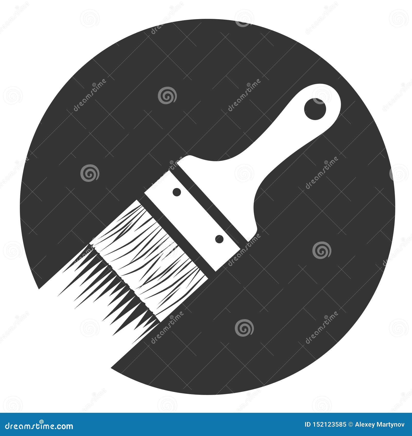 Monochrome Paint Brush in Circle Stock Vector Illustration of track