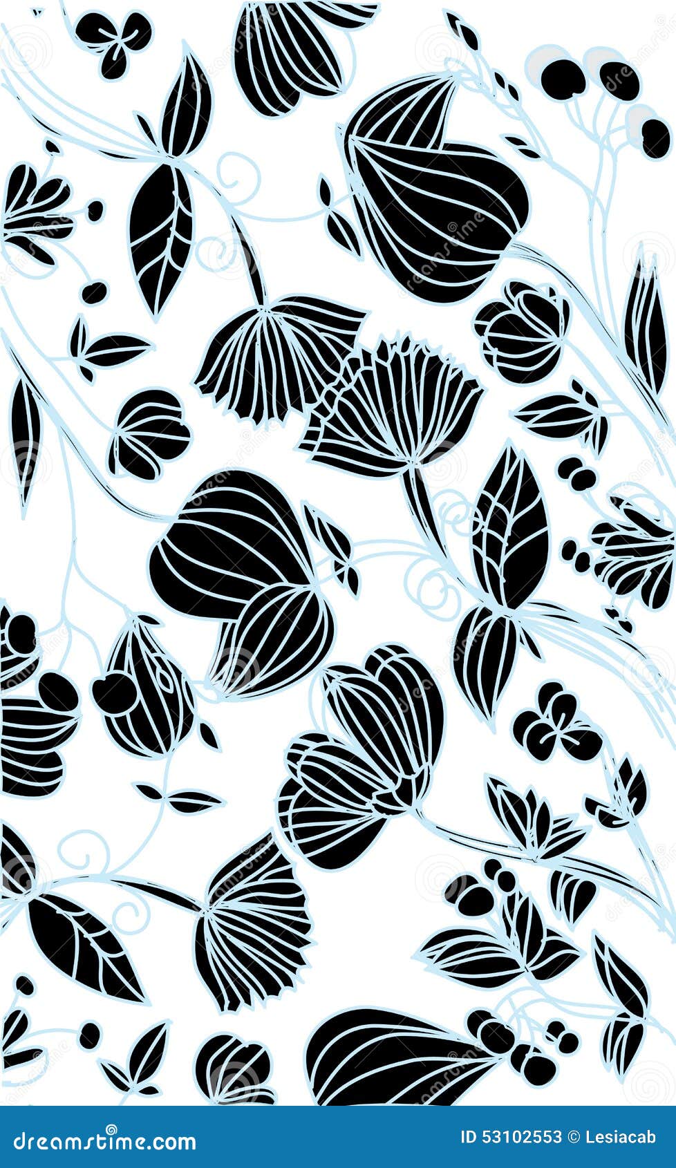 Monochrome Picture with Flowers Stock Vector - Illustration of