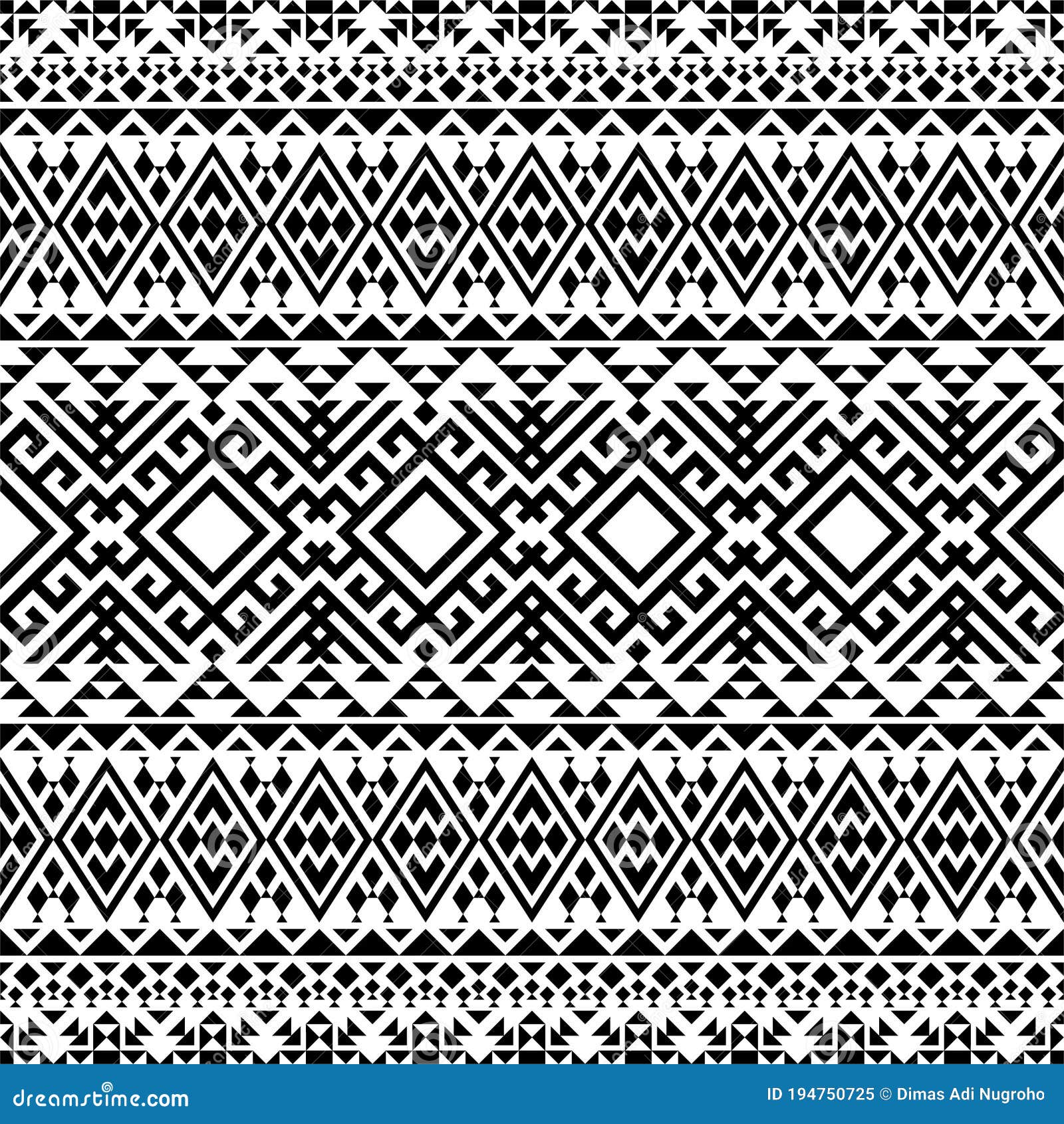 Monochrome Seamless Ethnic Pattern Texture Background Design Vector ...