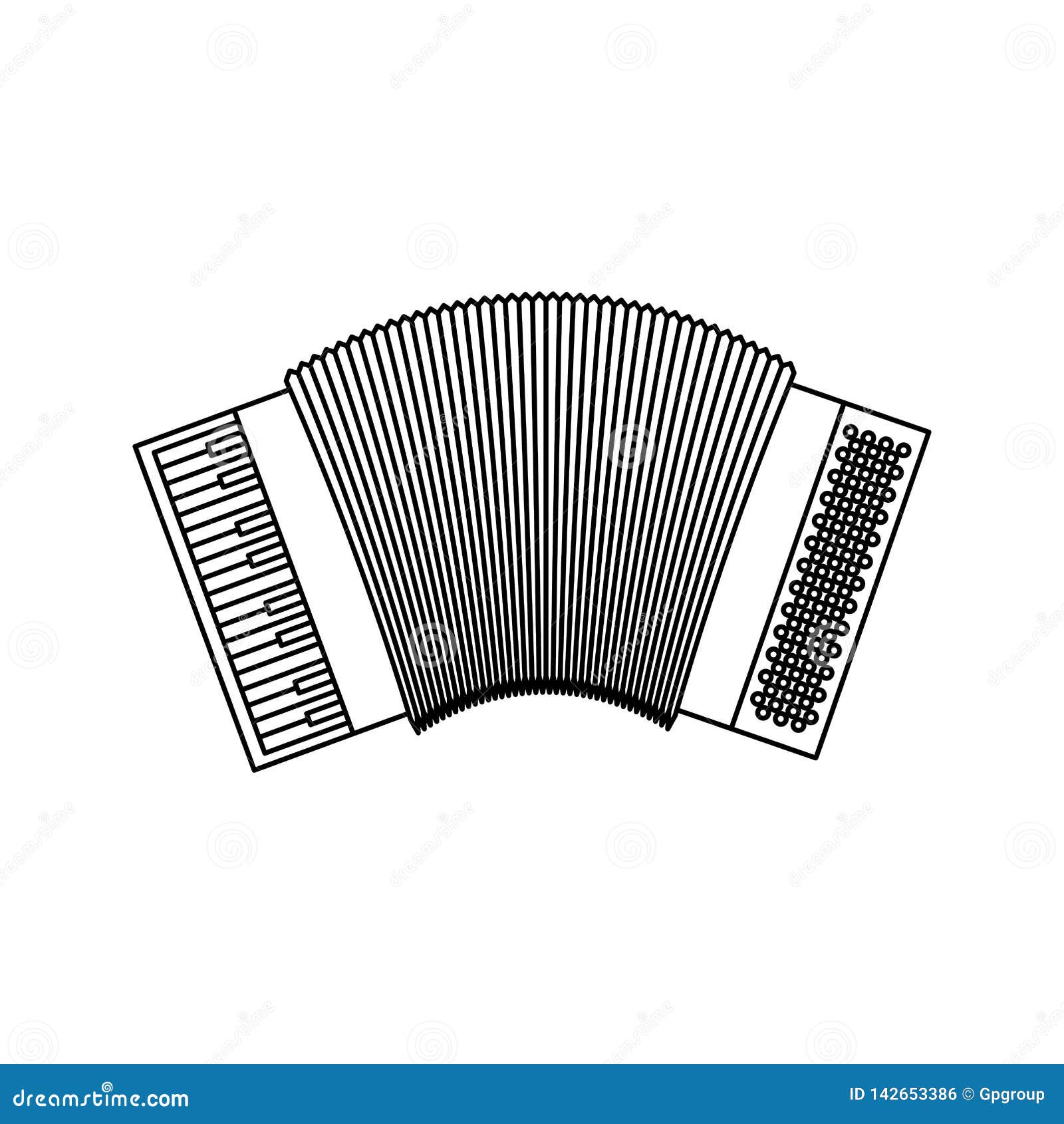 Monochrome Silhouette of Accordion Icon Stock Vector - Illustration of ...