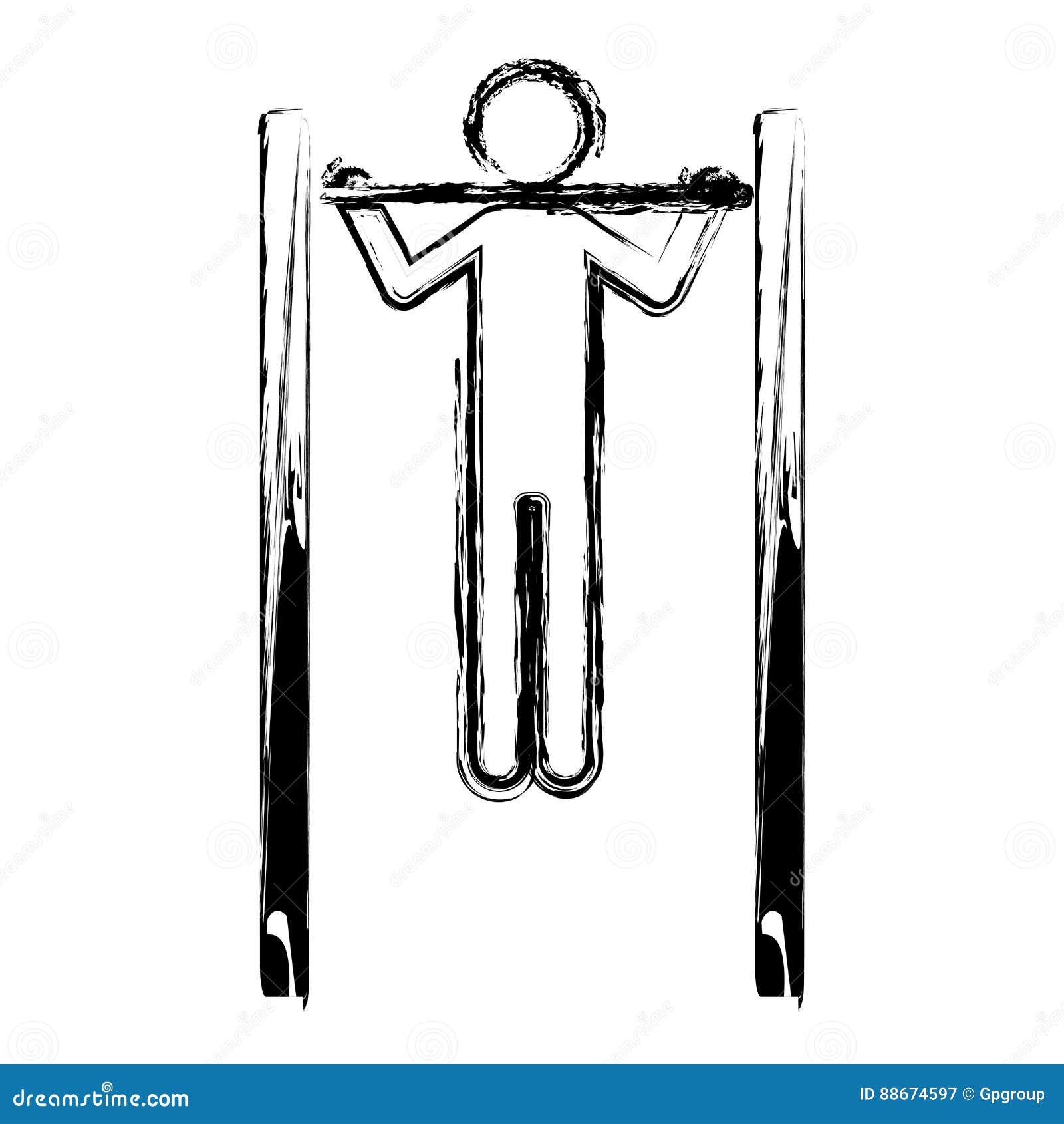 Monochrome Sketch of Gymnastic Training in Horizontal Bar Stock