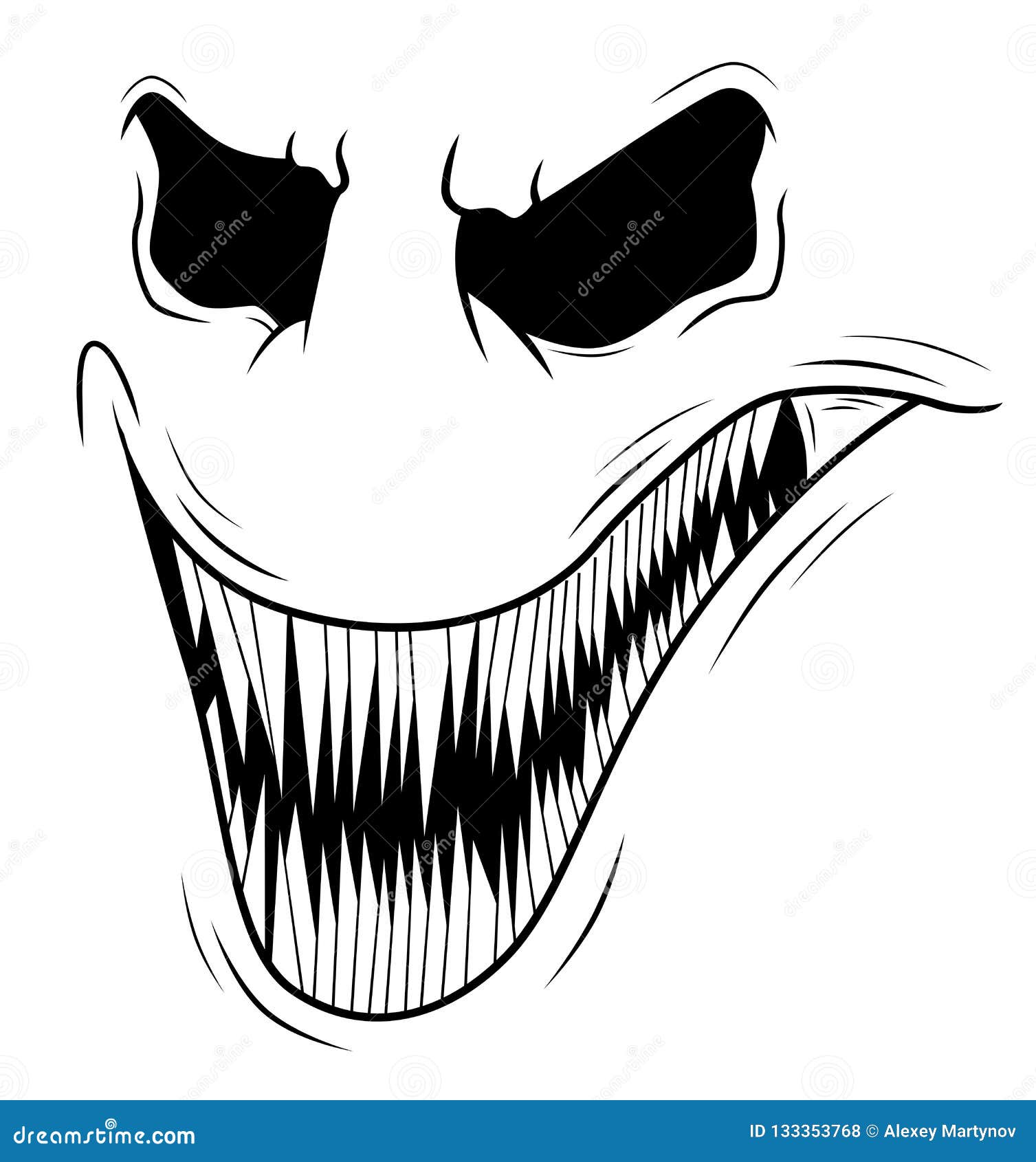 Fantasy Scary Smiling Cat Face Smile Spooky Cat Drawing Hand Drawn