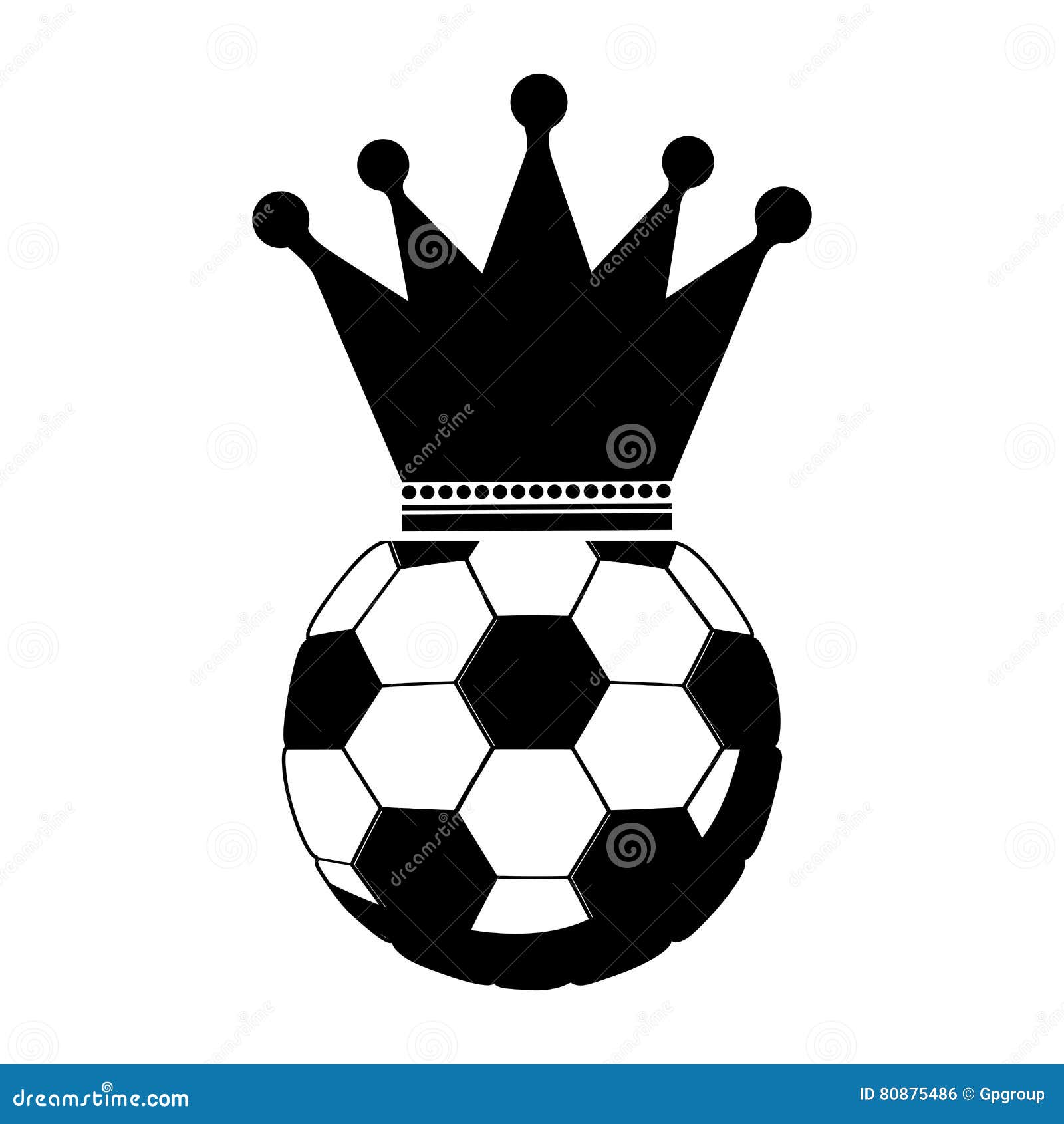 Monochrome Soccer Ball with Crown Stock Vector Illustration of balls