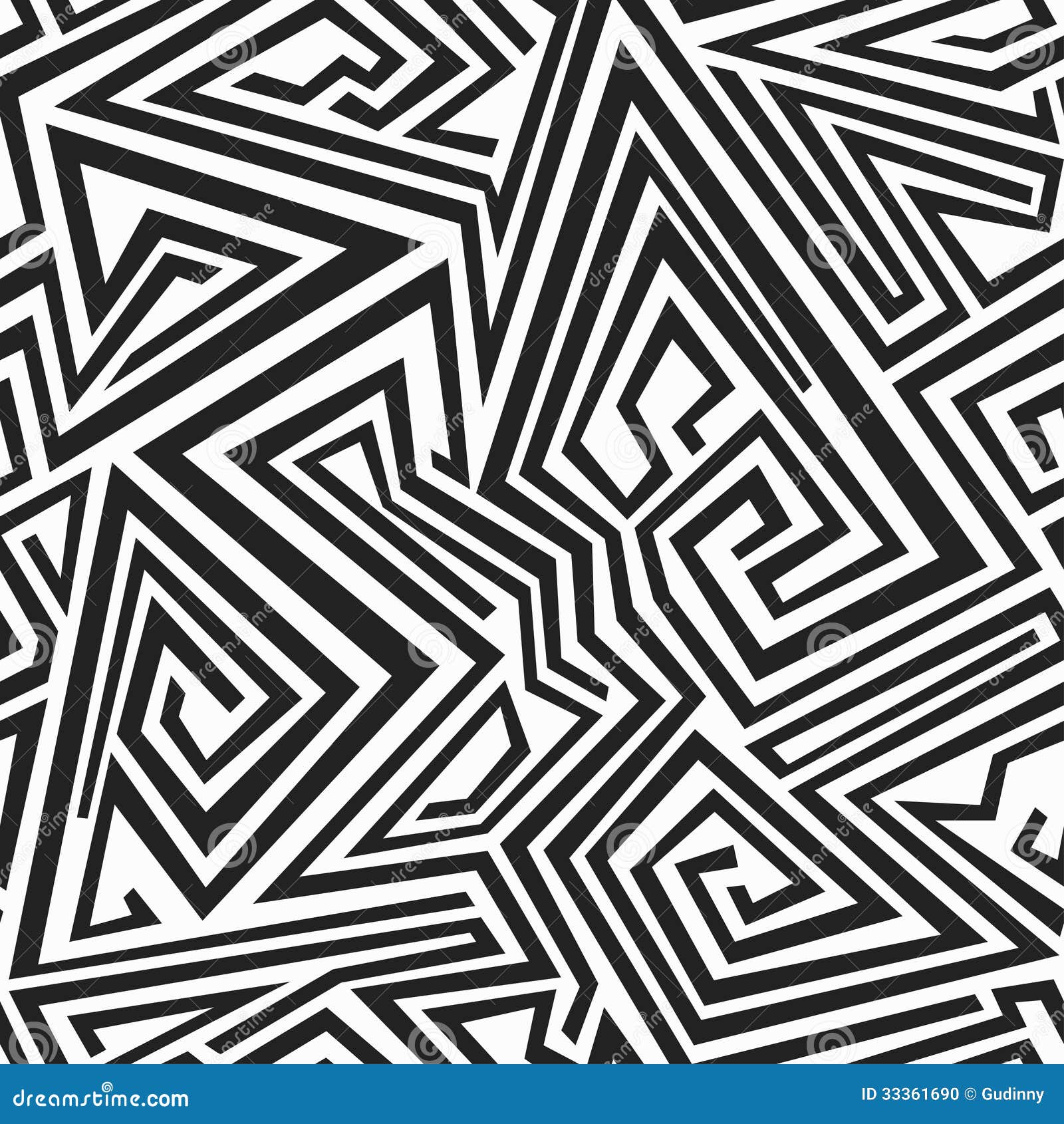 monochrome spiral lines seamless pattern