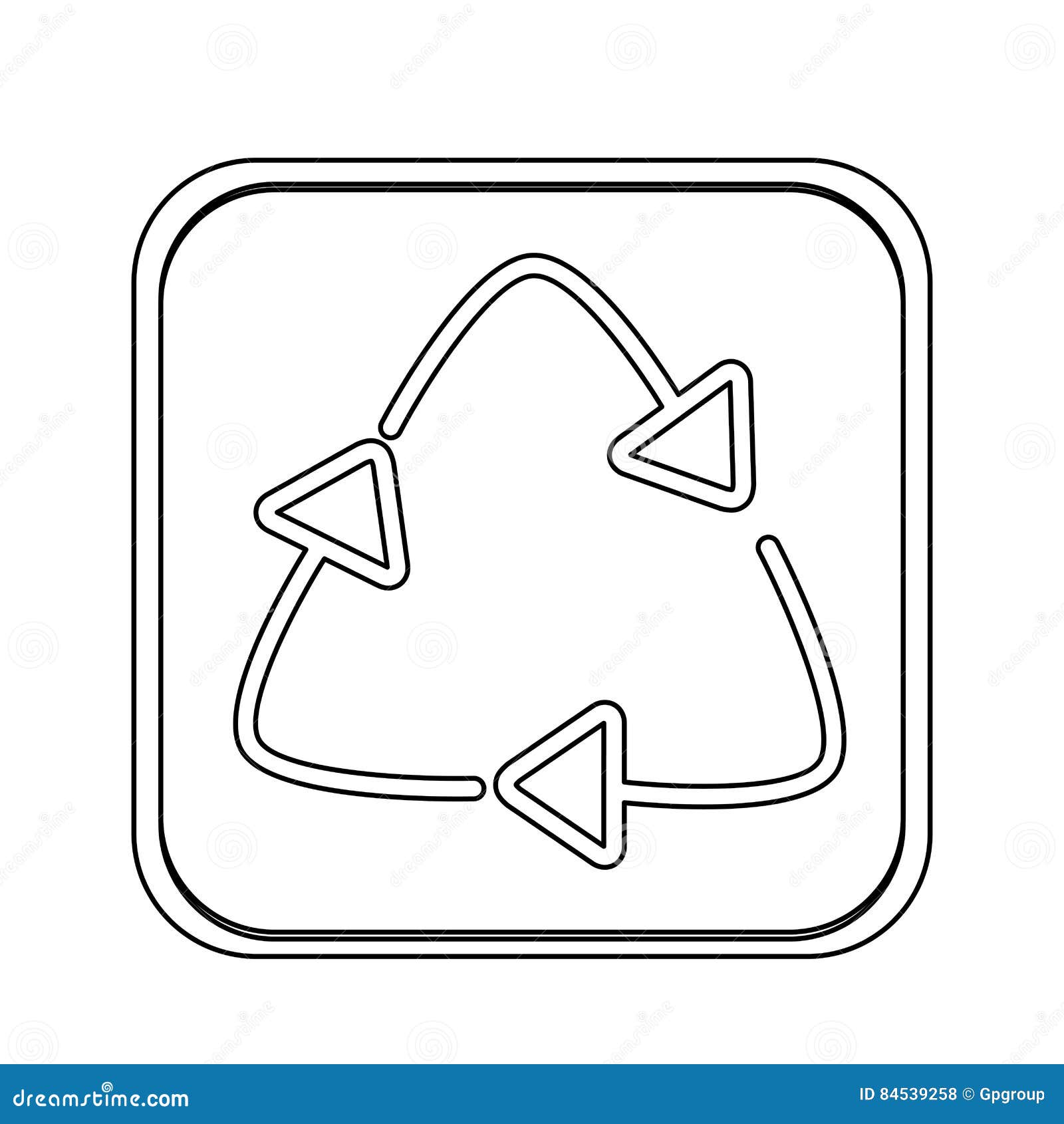 Monochrome Square with Recycling Symbol with Arrows Stock Vector
