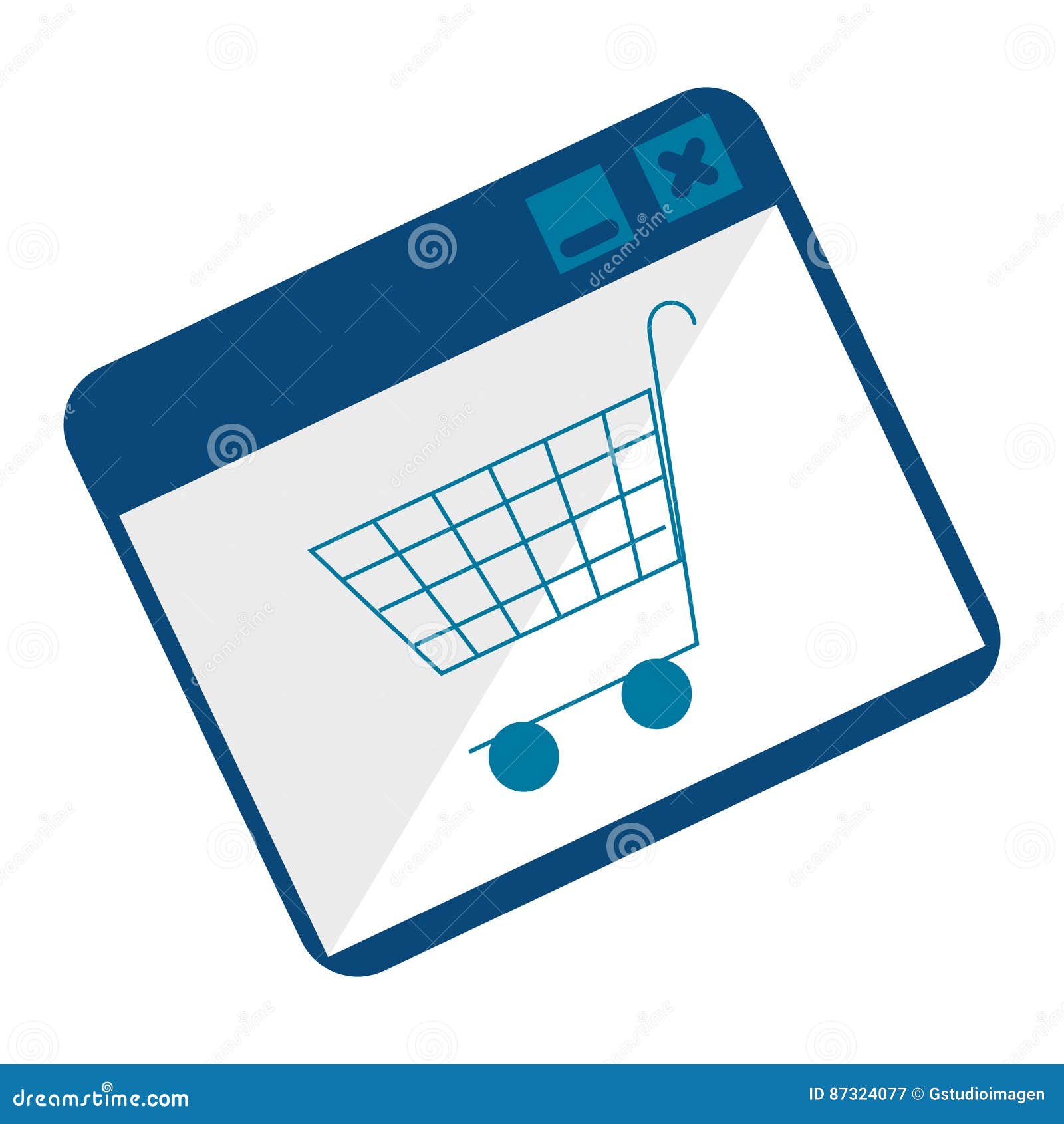 Monochrome Square with Shopping Cart Stock Vector Illustration of