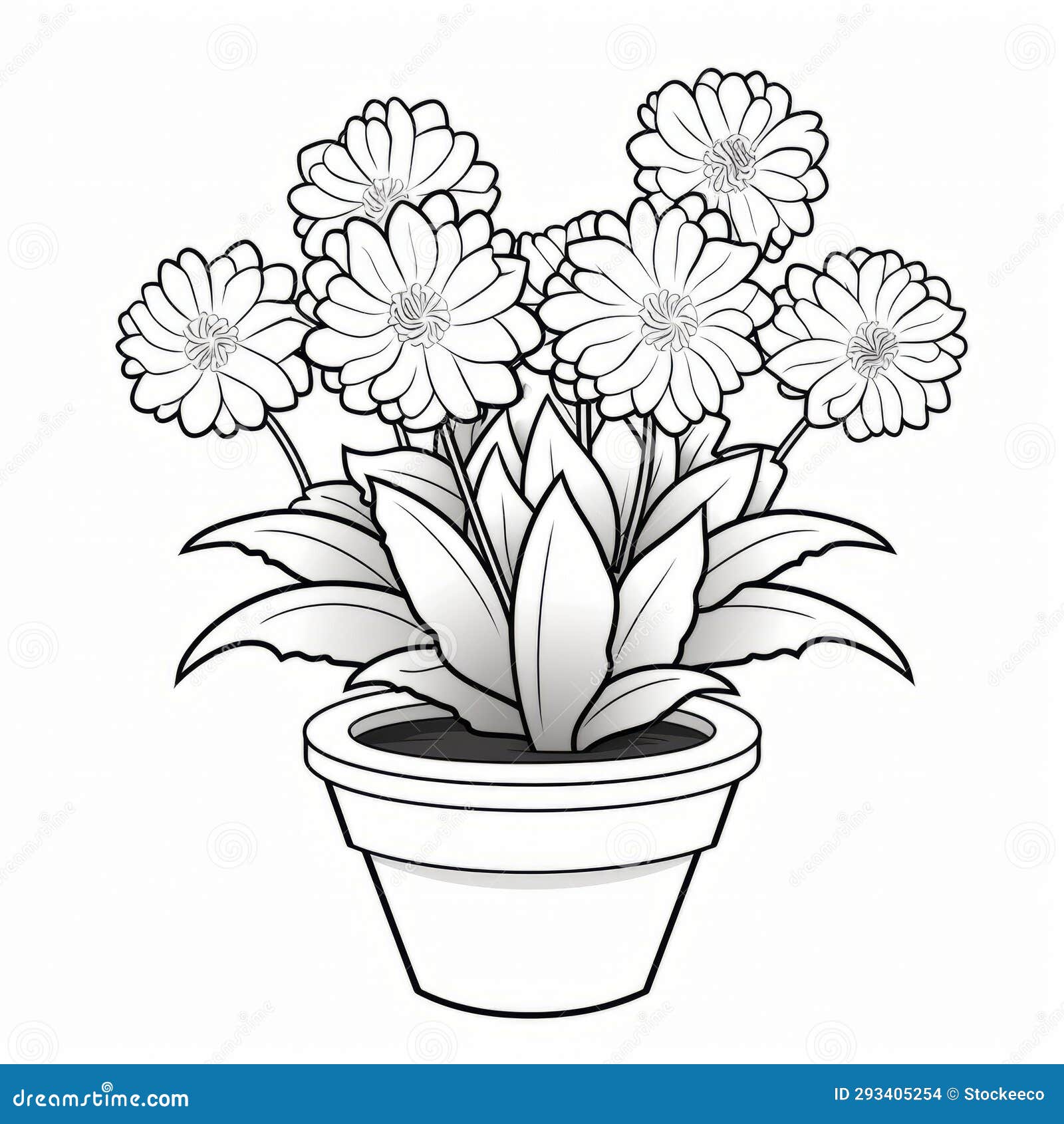 Monochrome Toned Flower Pot Coloring Pages Stock Illustration ...