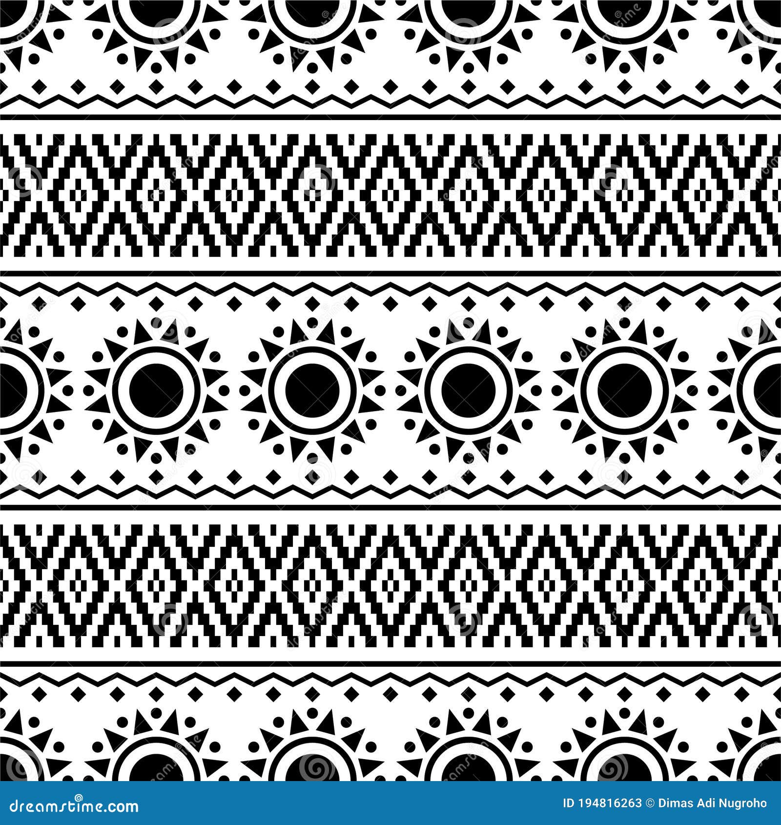 Monochrome Tribal Ethnic Pattern Texture Background Design Vector Stock ...