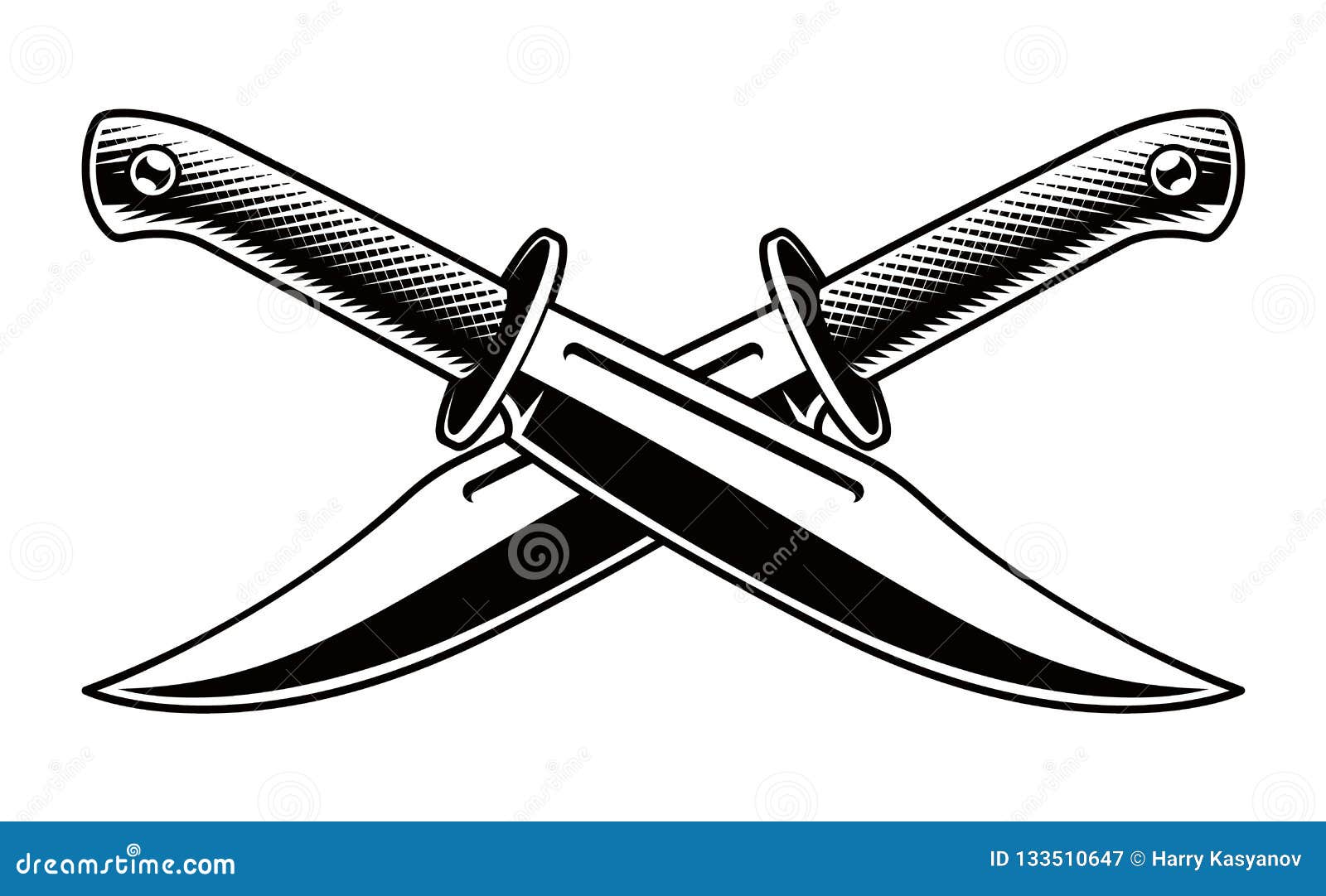   of crossed knives on white background