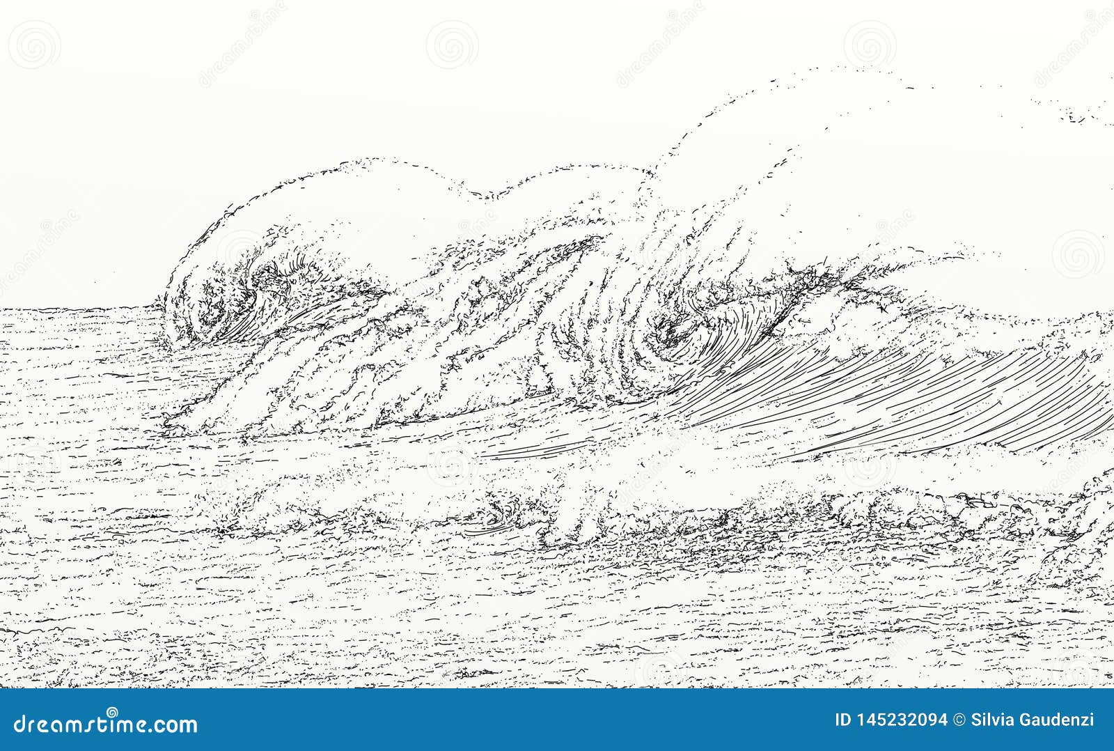 Морские волны рисунок карандашом