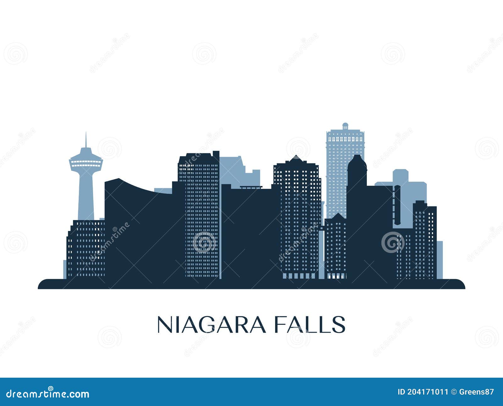 Monocromática Silueta Del Horizonte De Las Cataratas Del Niágara. Ilustración del Vector - Ilustración de casa, cityscape: 204171011 Monocromática Silueta Del Horizonte De Las Cataratas Del Niágara. Ilustración del Vector - Ilustración de casa, cityscape: 204171011