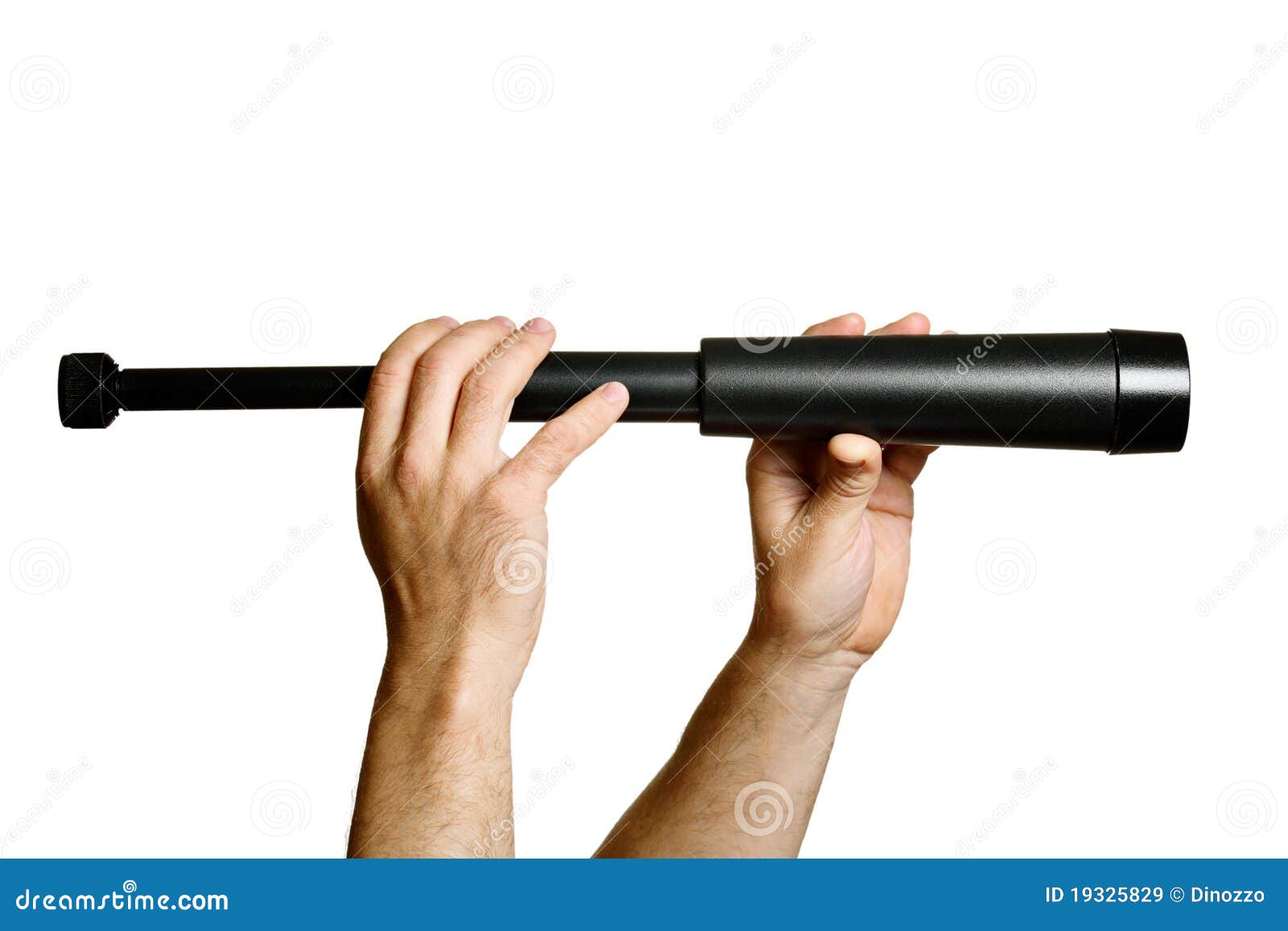 Monocular Telescope In Man's Hands Stock Image Image of white, look