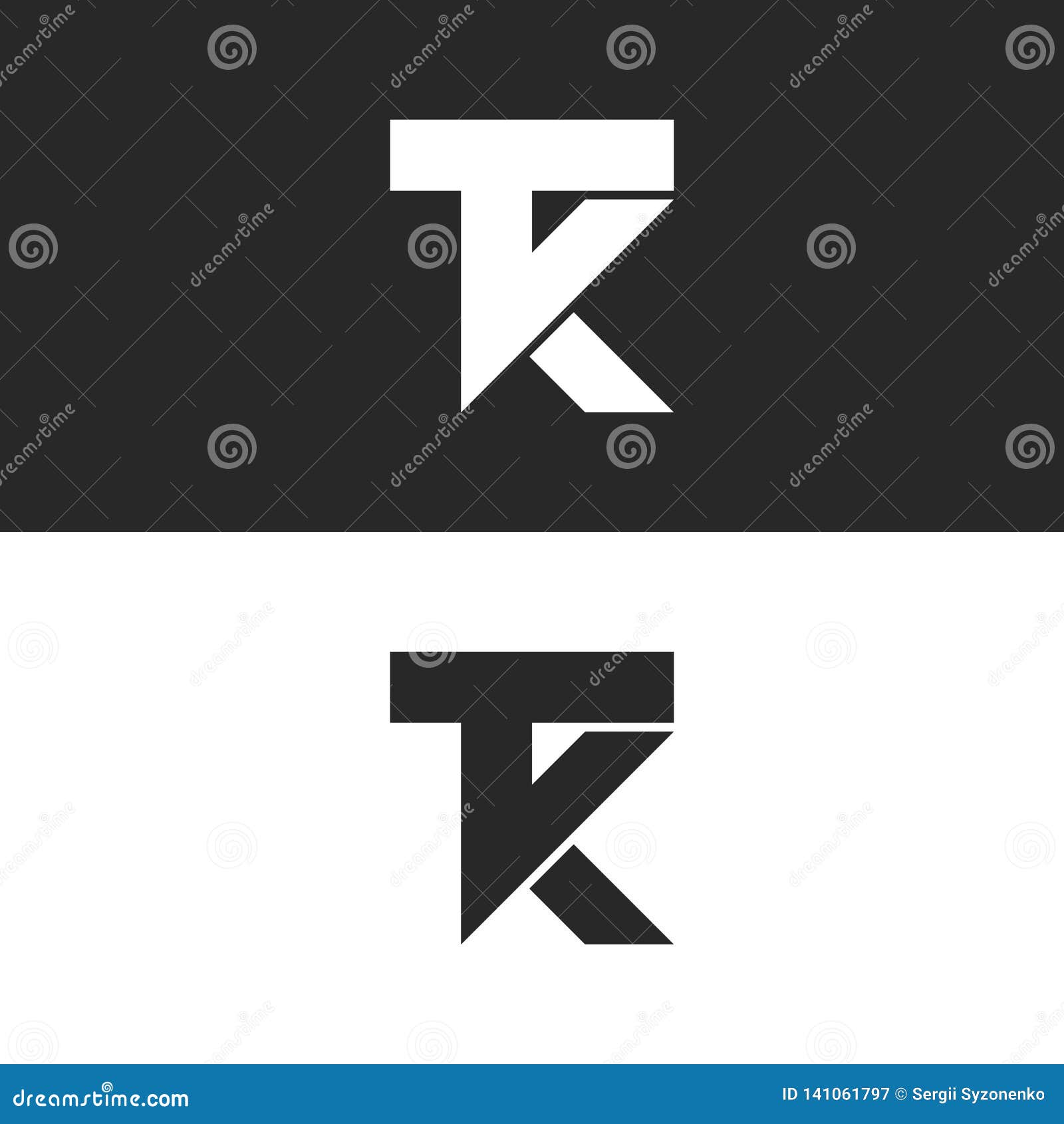 Monogram For Bokstavstk Logo Bokstaver T For Kombination Tva Och K Initialer Svartvit Design For Minsta For Stilkt Identitet Em Vektor Illustrationer Illustration Av