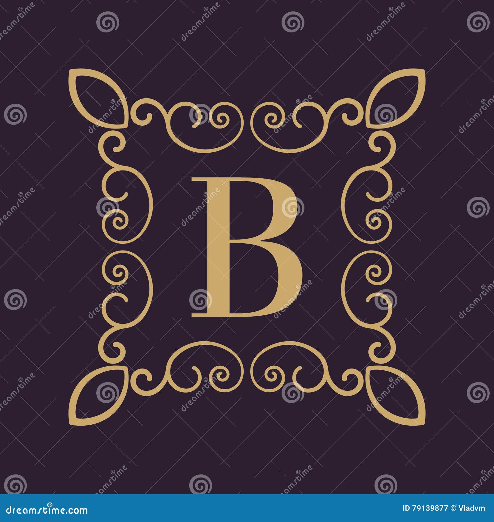 Monogram Letter B. Calligraphic Ornament. Gold. Retro, Business and ...