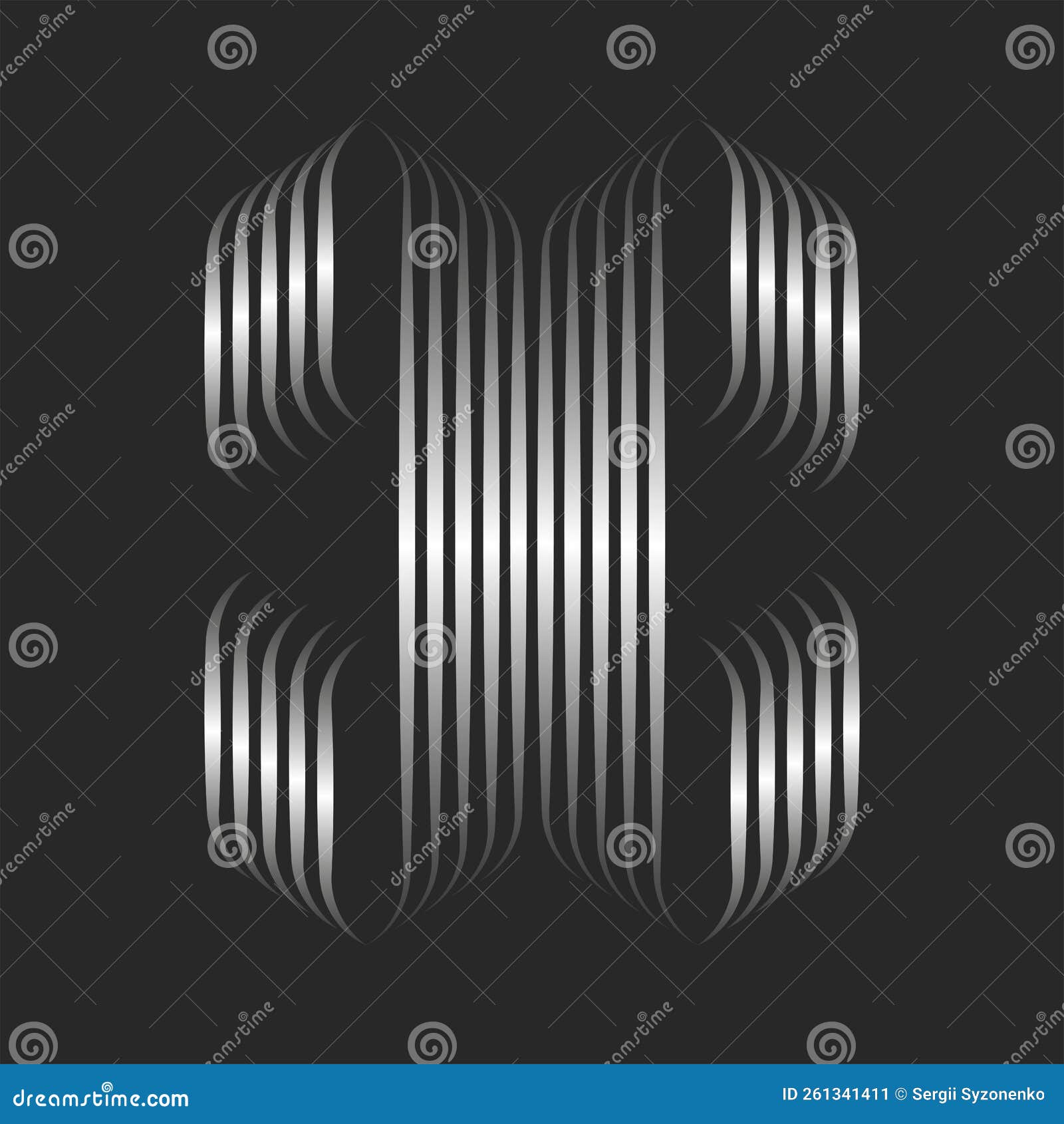 Monogram X Letter Initial Logo 3d Effect, Gothic Style Silver