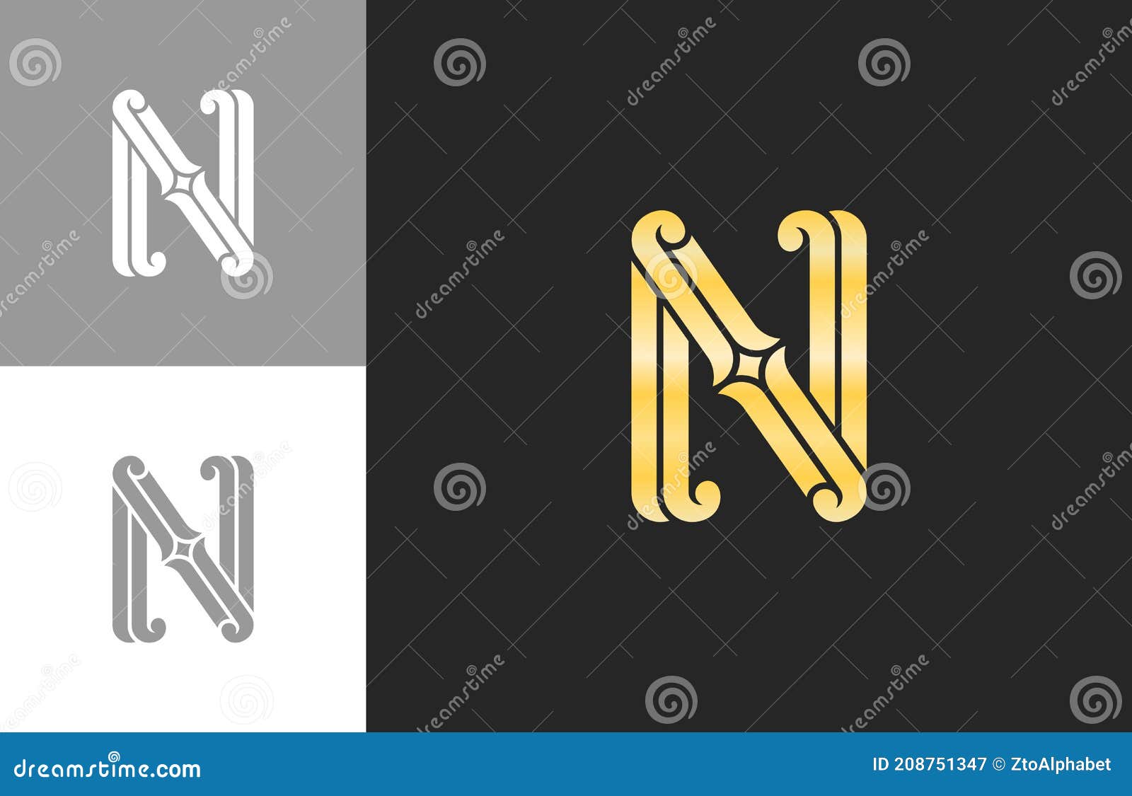 monogram letter n company name logo