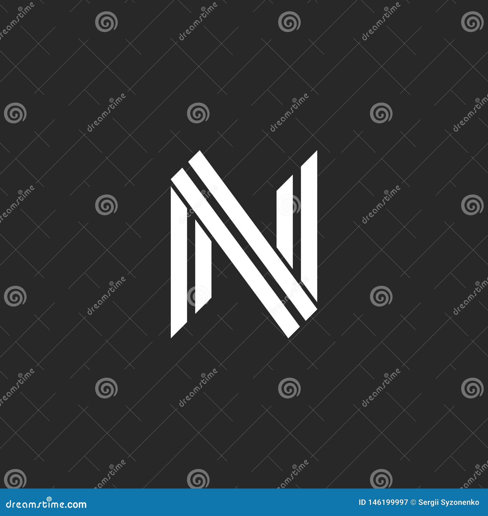 monogram letter n logo  two parallel lines hipster style