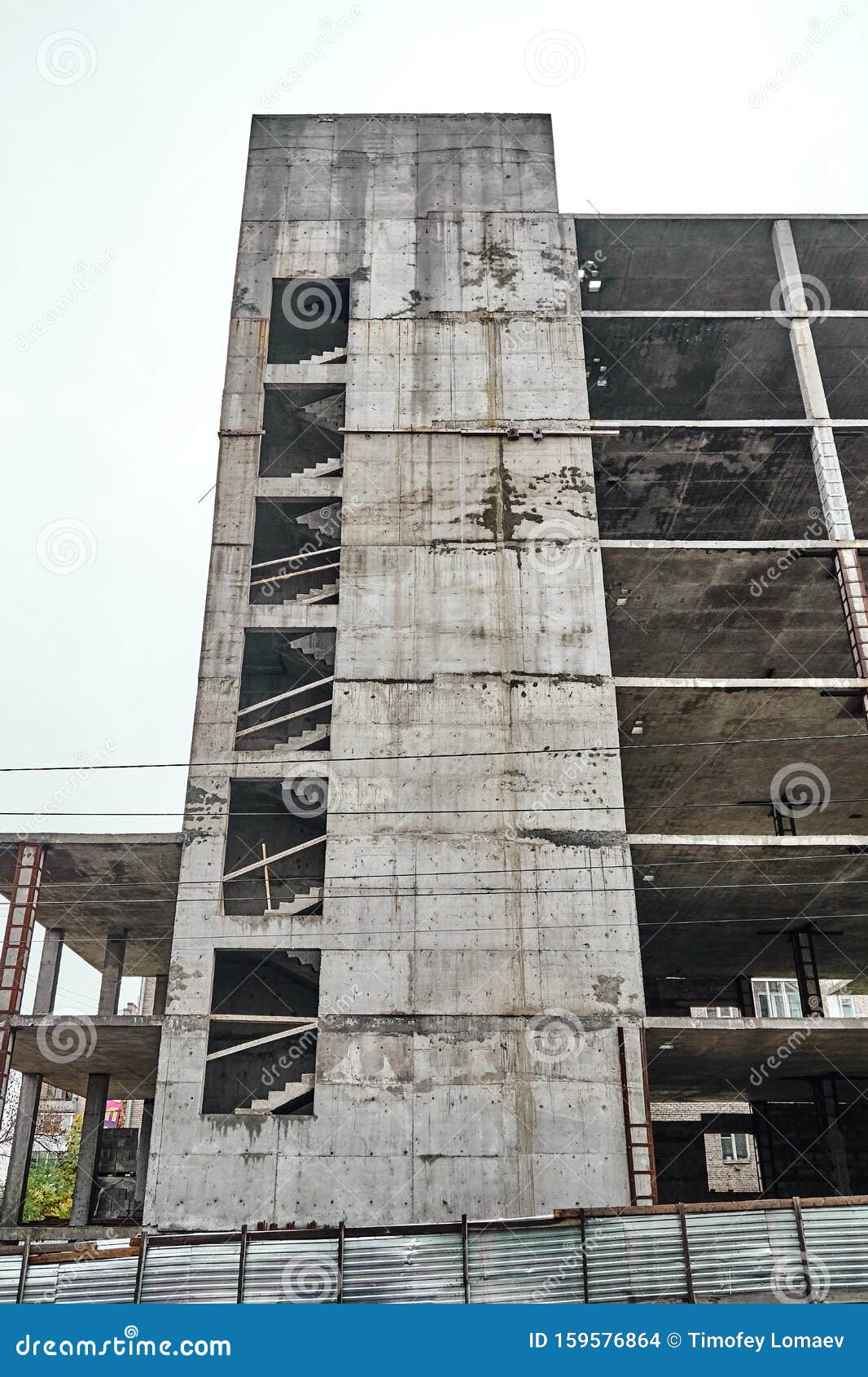 Monolithic Construction of a Multistorey Apartment Building. Unfinished Construction and