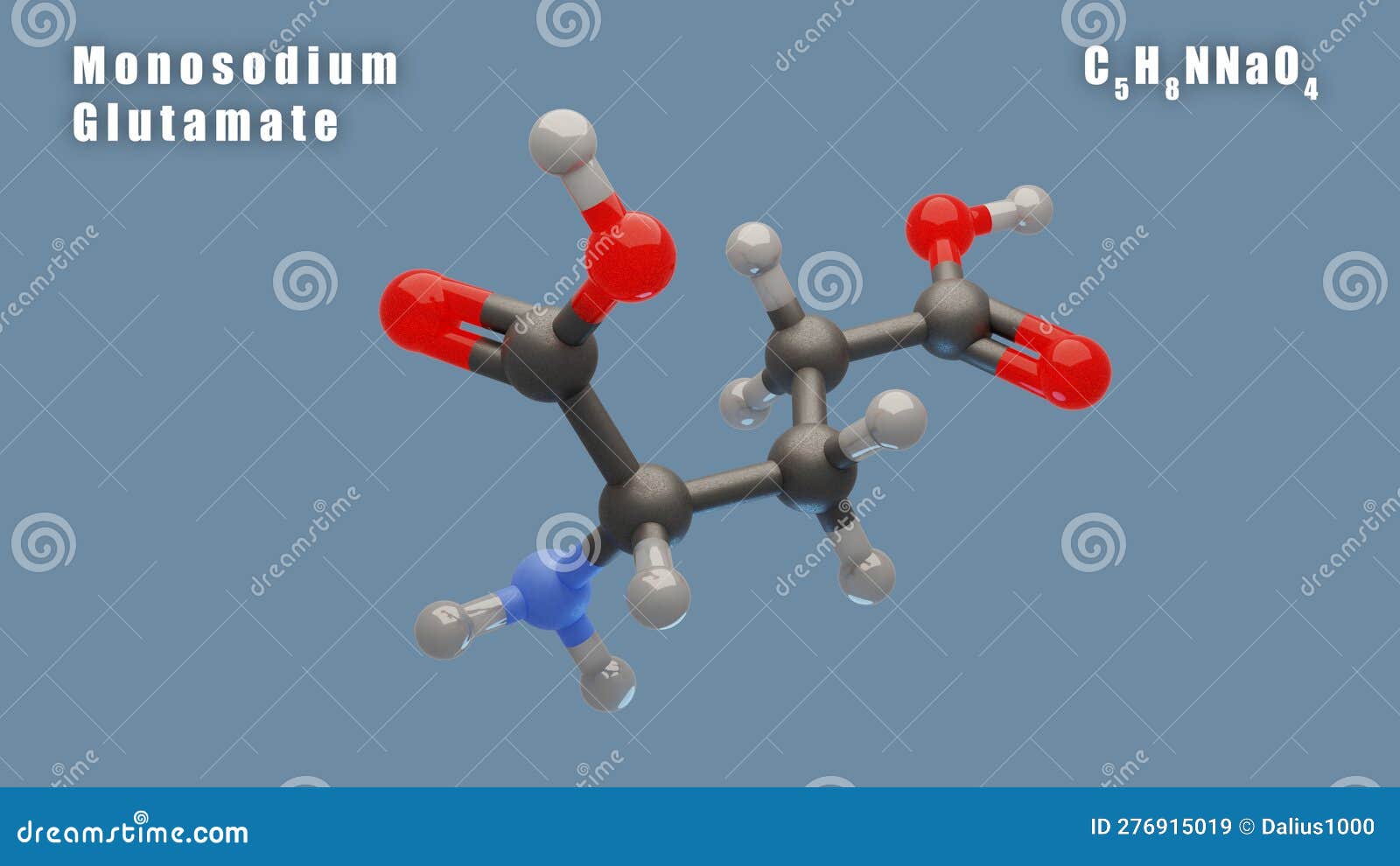 monosodium glutamate of c5h8nnao4 3d conformer food additive e621 msg.