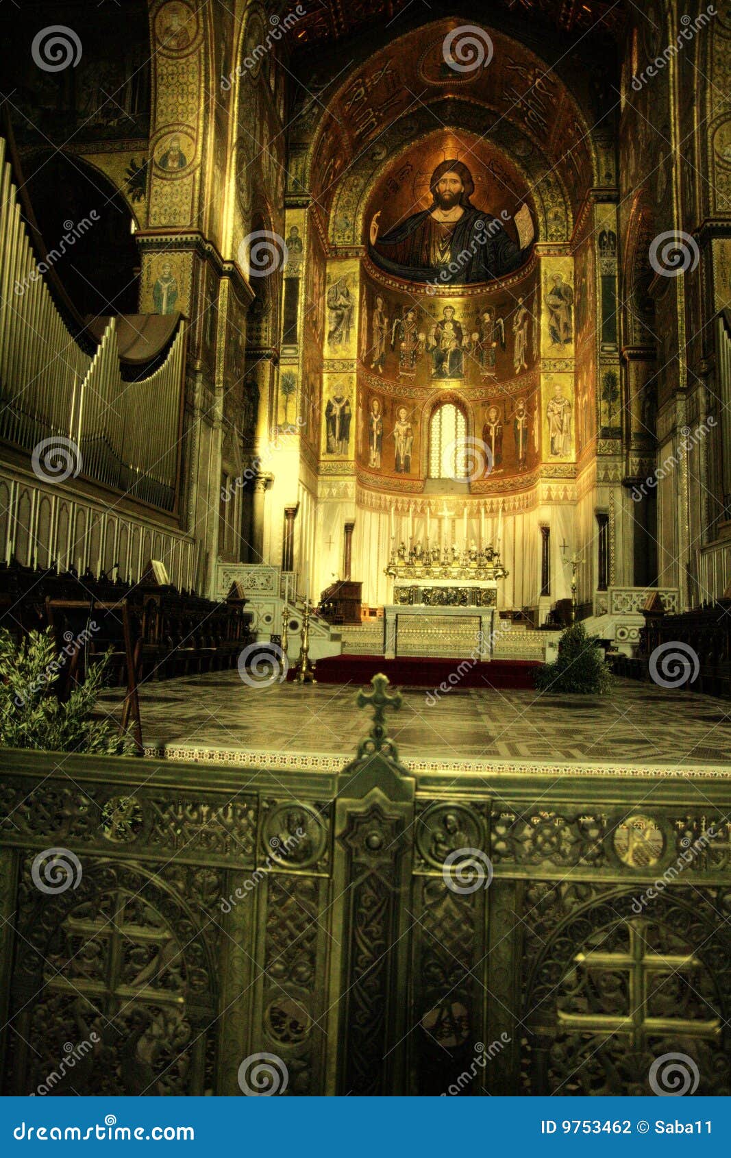 monreale cathedral altar & golden mosaics, sicily