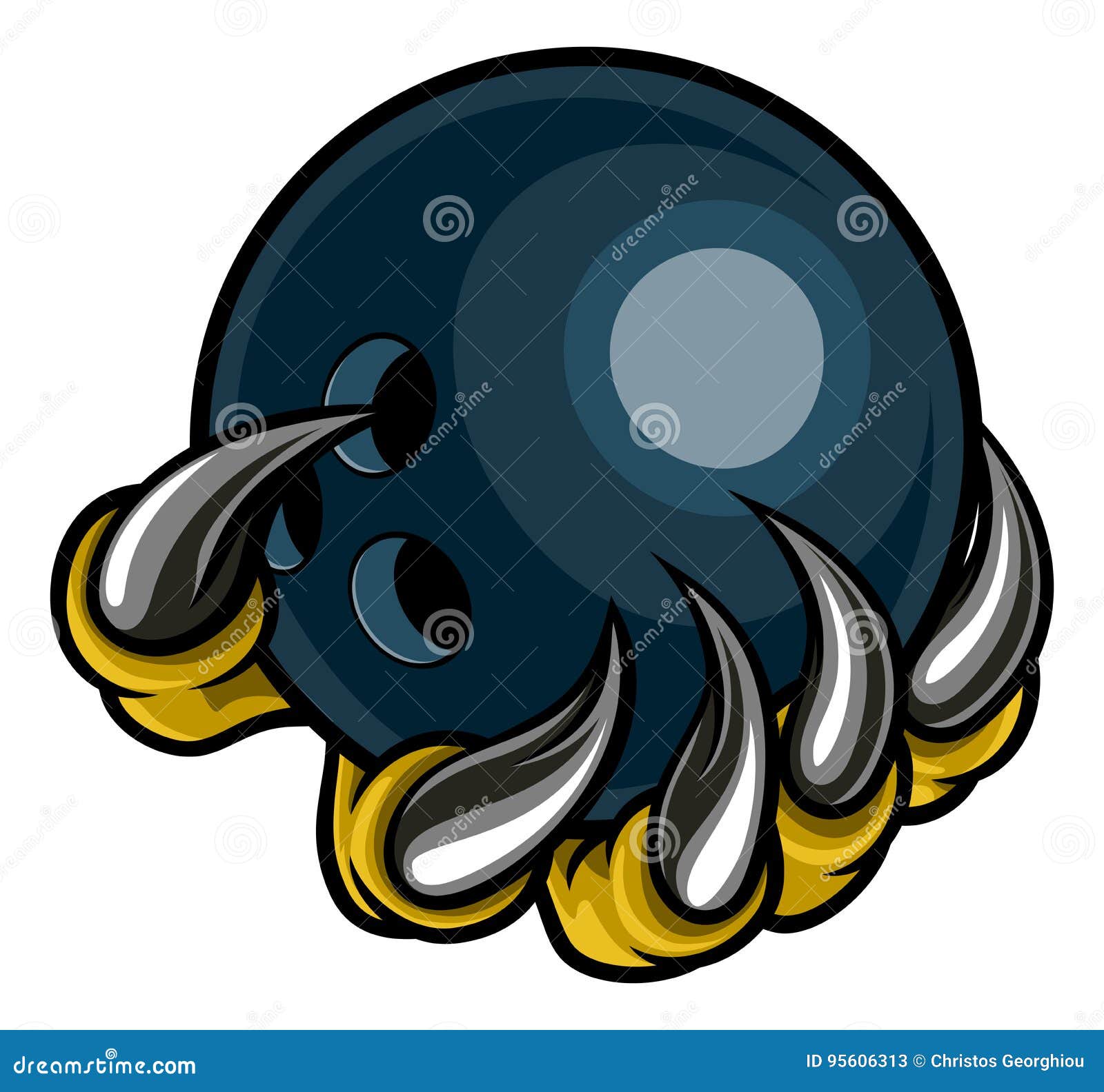 monster animal claw holding ten pin bowling ball