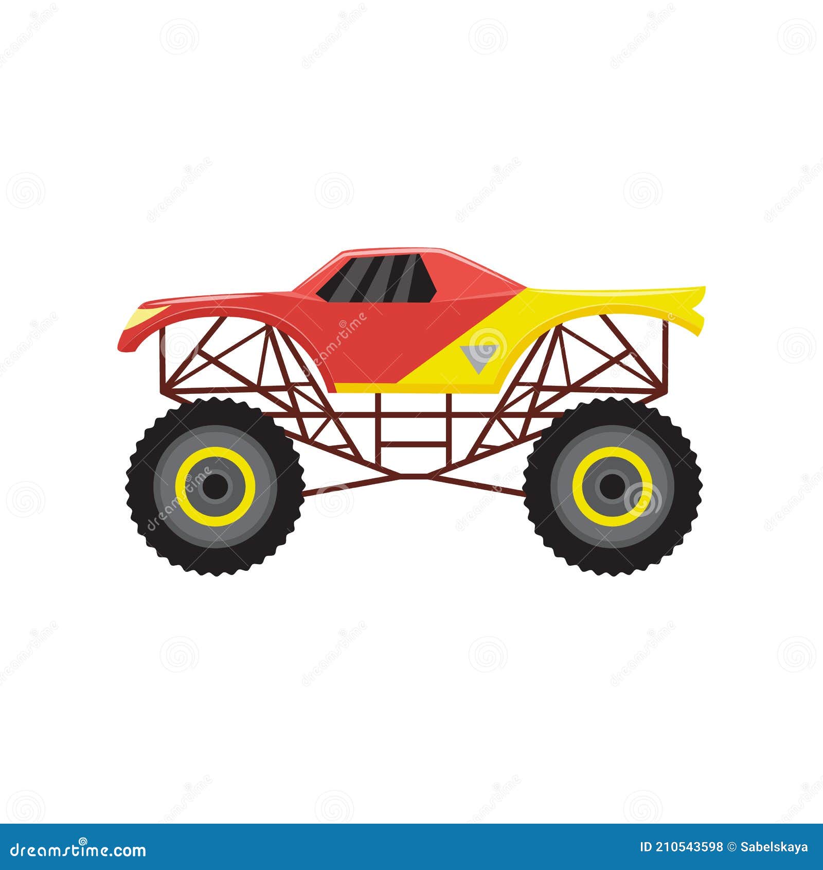 Caminhão Monstro. Carro De Desenho Animado Colorido Brilhante Com Rodas  Grandes. Carro Pesado Com Pneus Grandes E Janelas Coloridas Pretas. Isolado  Rali 4x4 Computador Ou Jogo Móvel Royalty Free SVG, Cliparts, Vetores