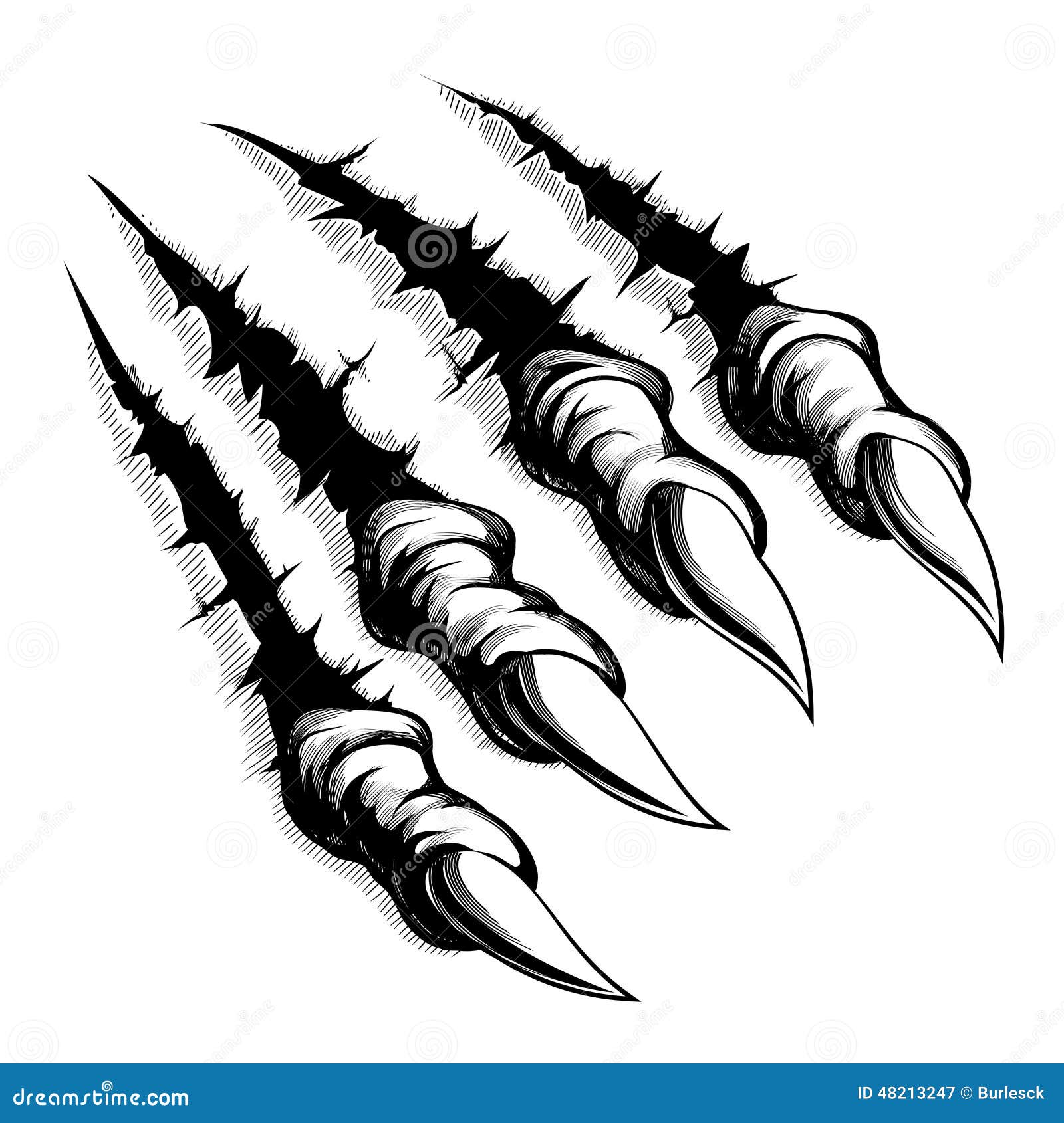 monster claws break through white background