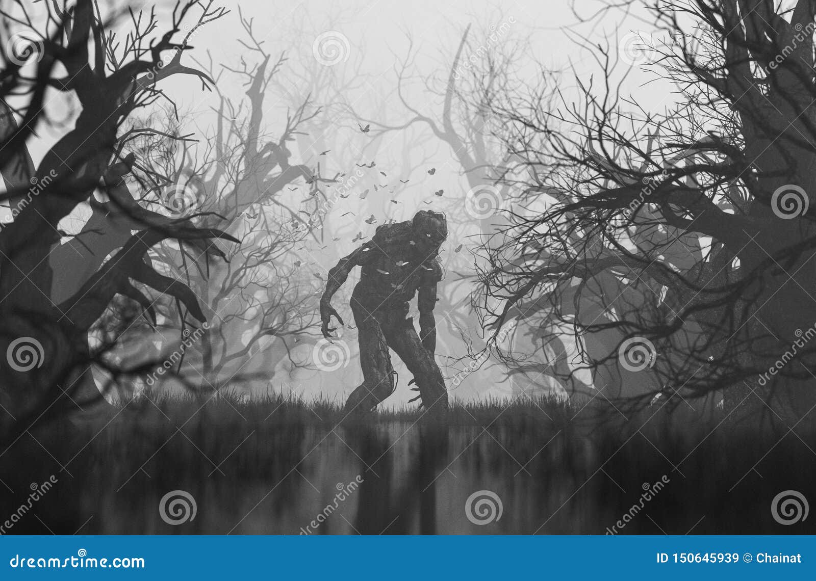 monster in creepy forest